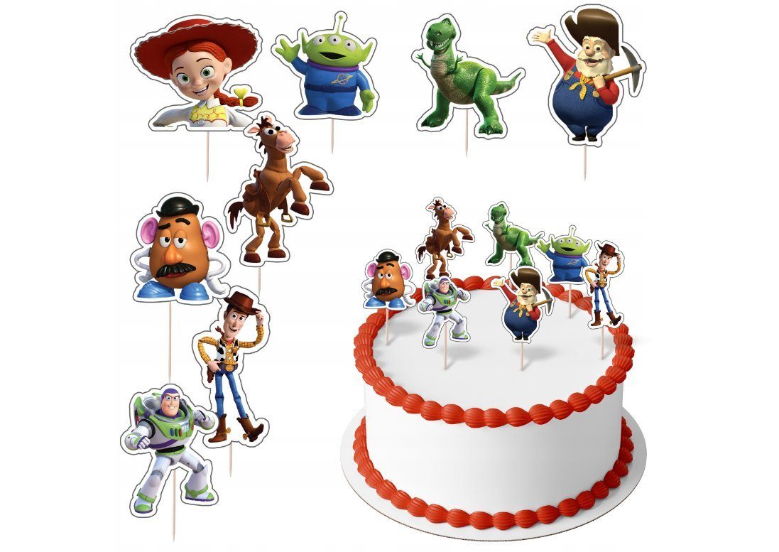Tortenstecker TOY STORY Topper Set 8 Stk Geburstag Torten Deko Kuchen Junge