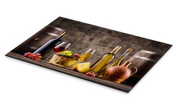 Posterlounge Alu-Dibond-Druck Editors Choice, Wein, Trauben, Fässer und Käse, Küche Rustikal Fotografie