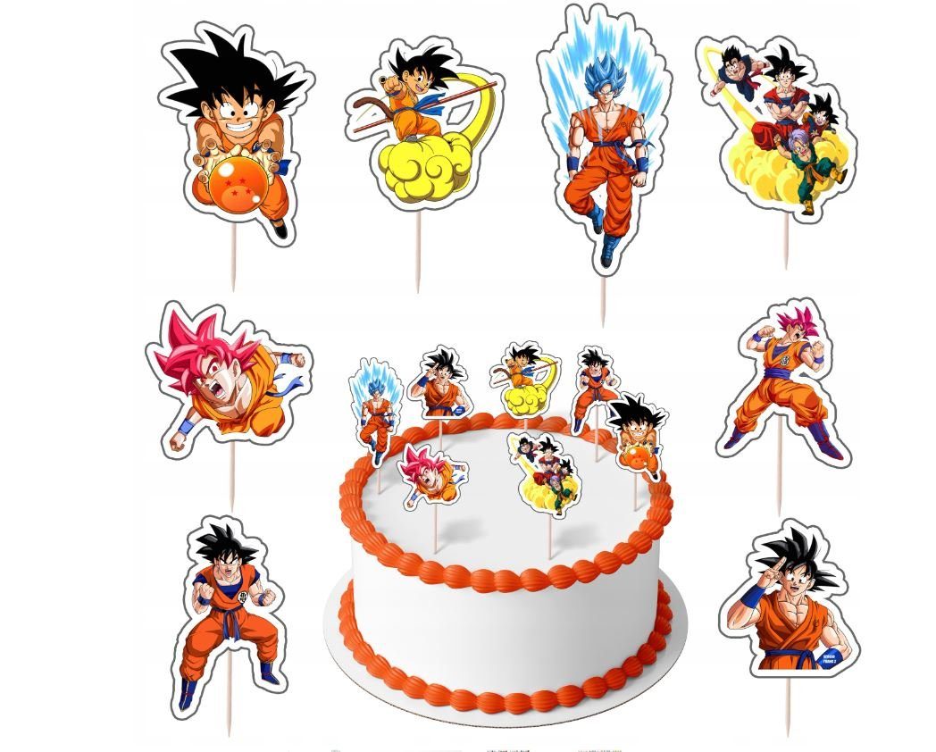 Festivalartikel Papierdekoration Dragon Ball Z Topper Set 8 Stk Geburstag Torten Deko Kuchen Junge