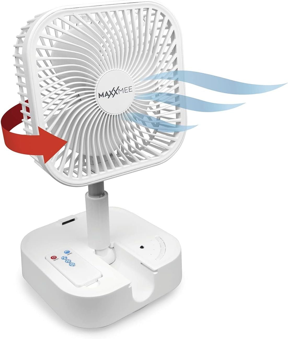 klappbar: MAXXMEE Schwenkbarer Stand/-Tischventilator, Tragbar MAXXMEE Tischventilator Akku-Ventilator