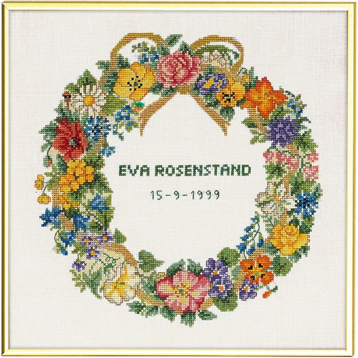 Eva Rosenstand Clara Wæver Kreativset Eva Rosenstand Kreuzstich Set "Jubiläums-Kranz", (embroidery kit by Marussia)