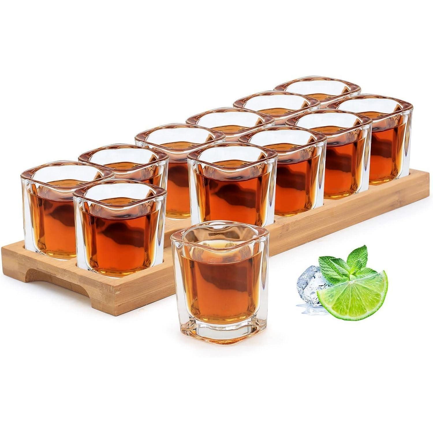 LuxusKollektion Schnapsglas Schnapsglas-Set 60 ml Cocktail-Halter 12 Löcher klar 12 Stk