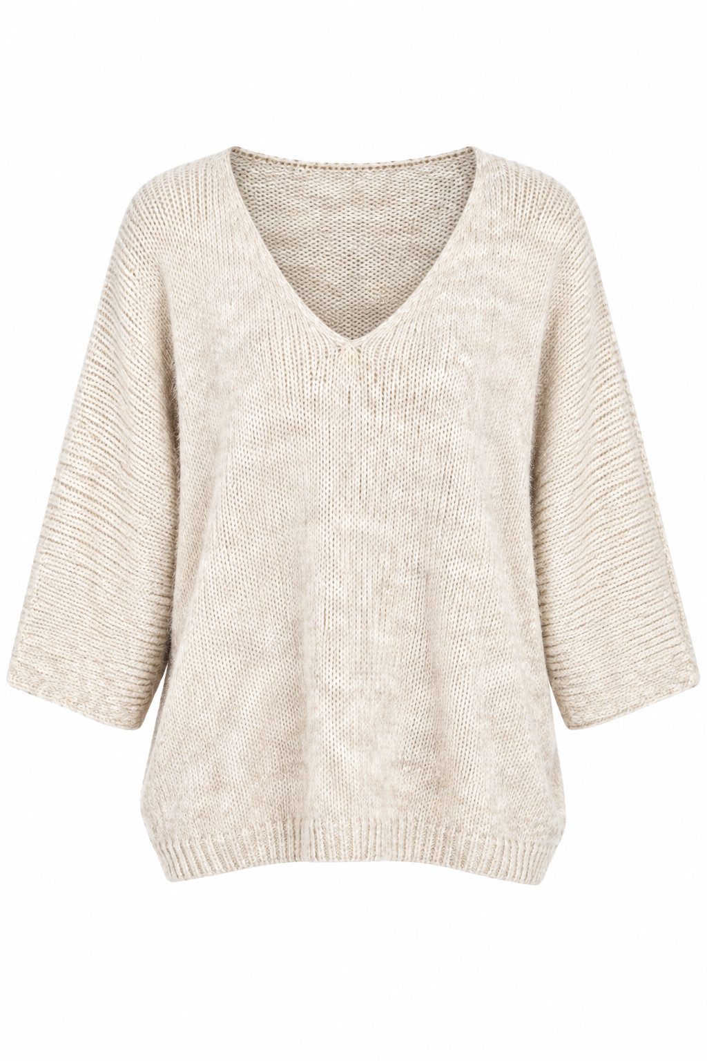 ITALY VIBES Strickpullover - Modischer Pullover mit V-Ausschnitt und weiten Ärmeln für Damen ONE SIZE - passend für Größen S bis L