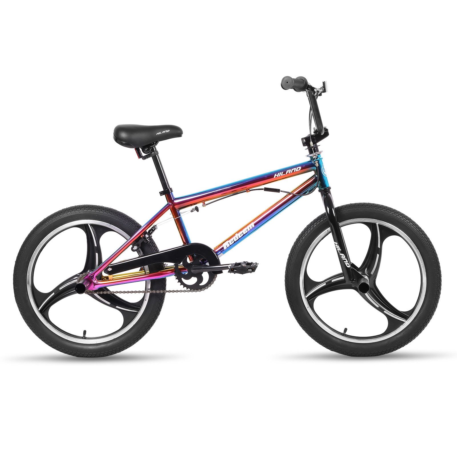 HILAND BMX-Rad 20 Inch 3 Spoke Kids BMX Bike for Boys Girls Ages 5-12, 360 Degree Rotor Freestyle, 4 Pegs Single Speed
