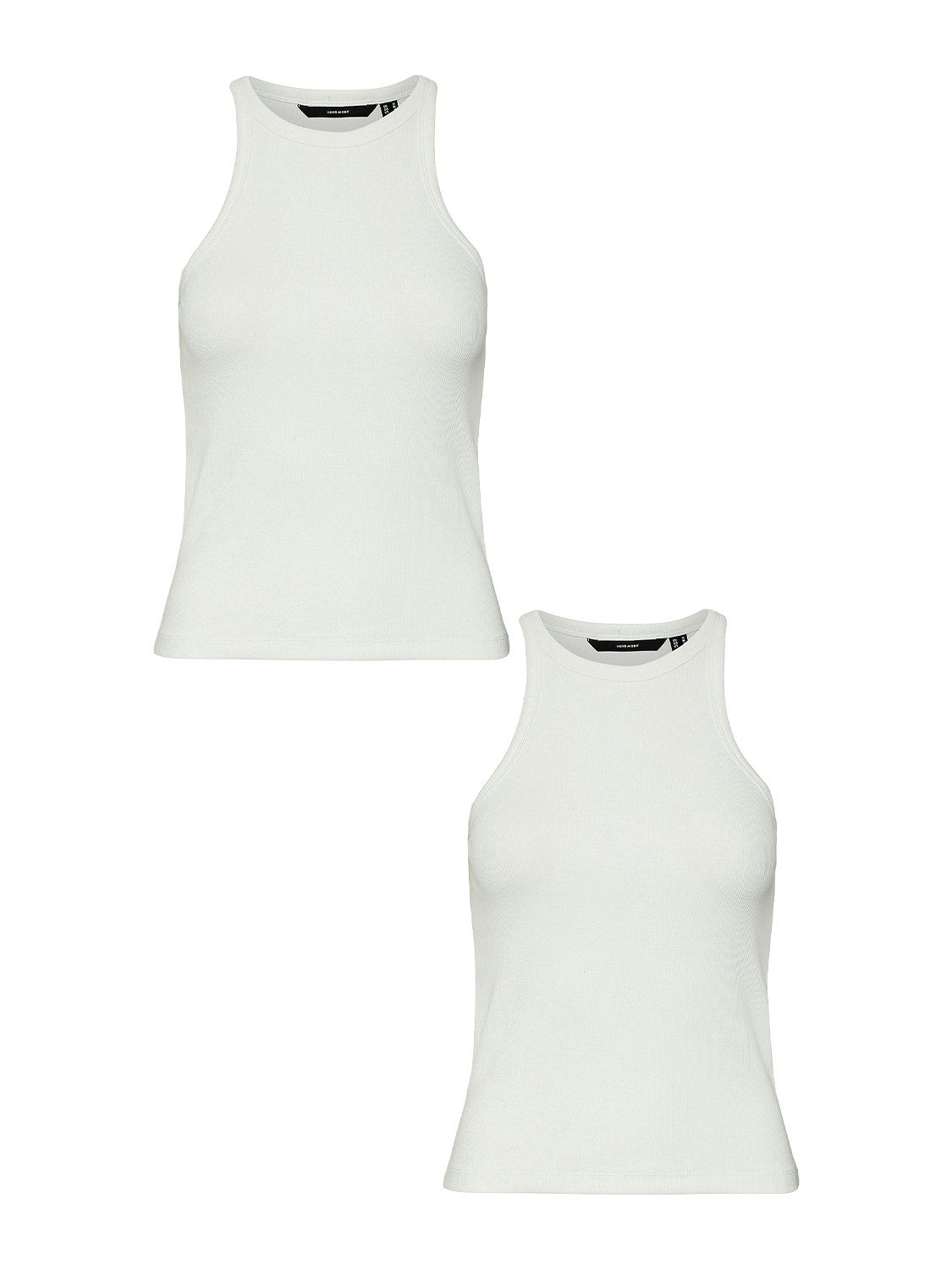 Vero Moda Shirttop 2er-Set enges Tank Rundhals ohne Ärmel (2-tlg) VMCHLOE SHORT TANK TOP GA JRS NOOS