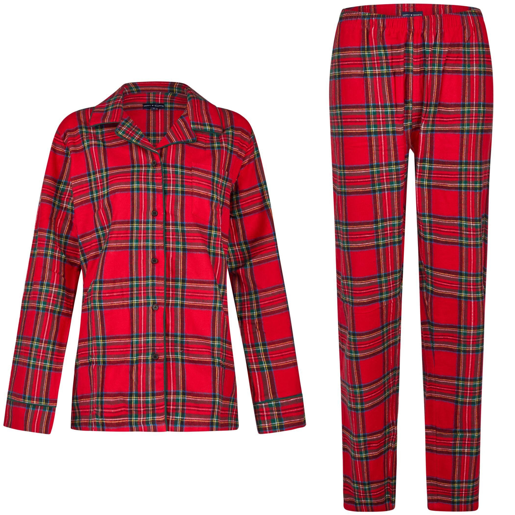 HAPPY SHORTS Pyjama Happy Shorts Damen Flanell Pyjama Schlafanzug Homewear XMAS Rot