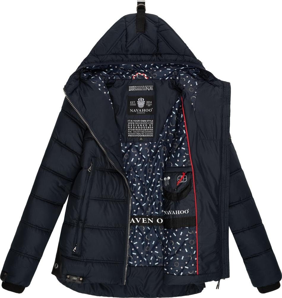 warm Kapuze mit Winterjacke blau gesteppte Navahoo Steppjacke Renesmee