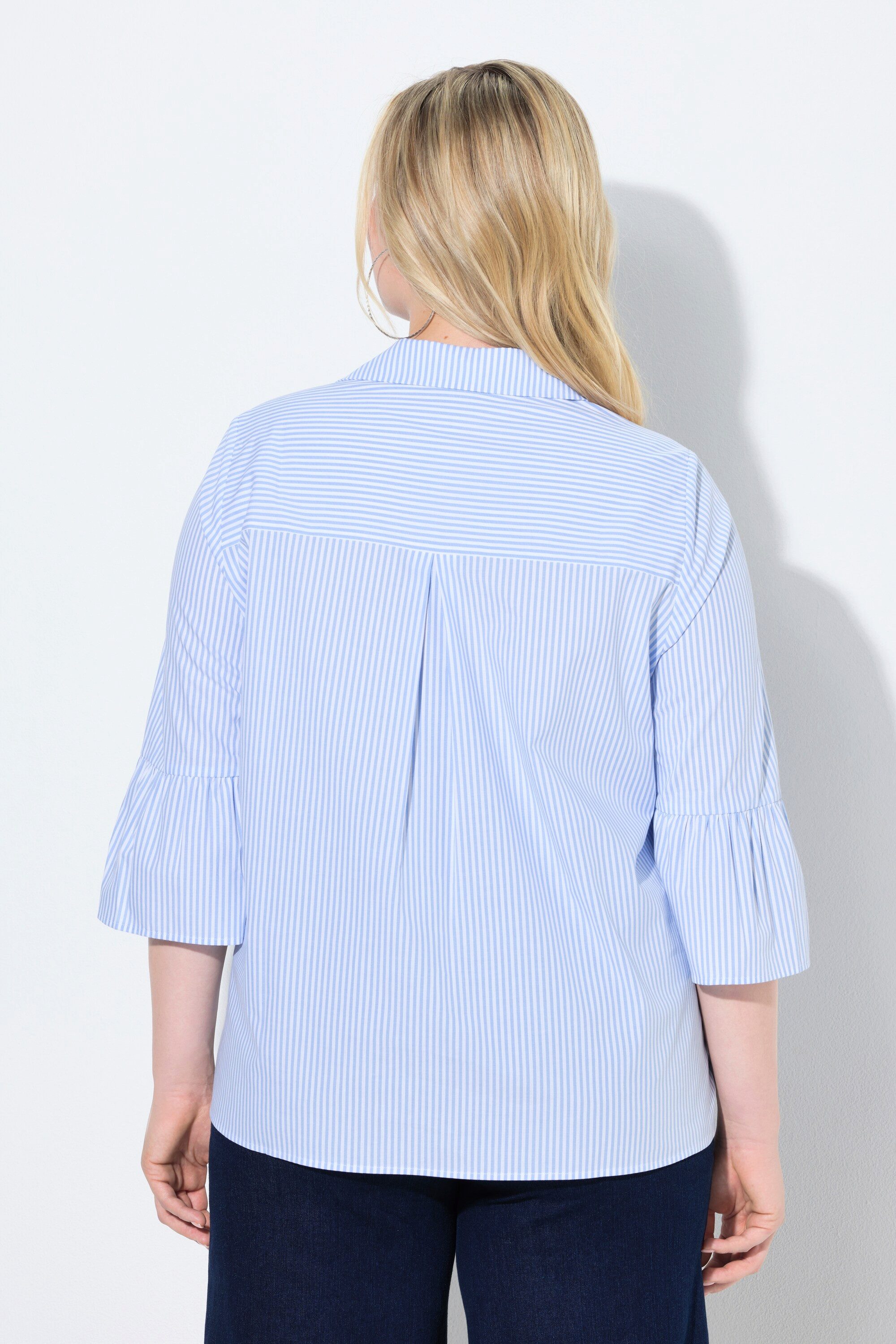 Ulla Popken Tunika Bluse Streifen A-Linie Hemdkragen 3/4-Arm