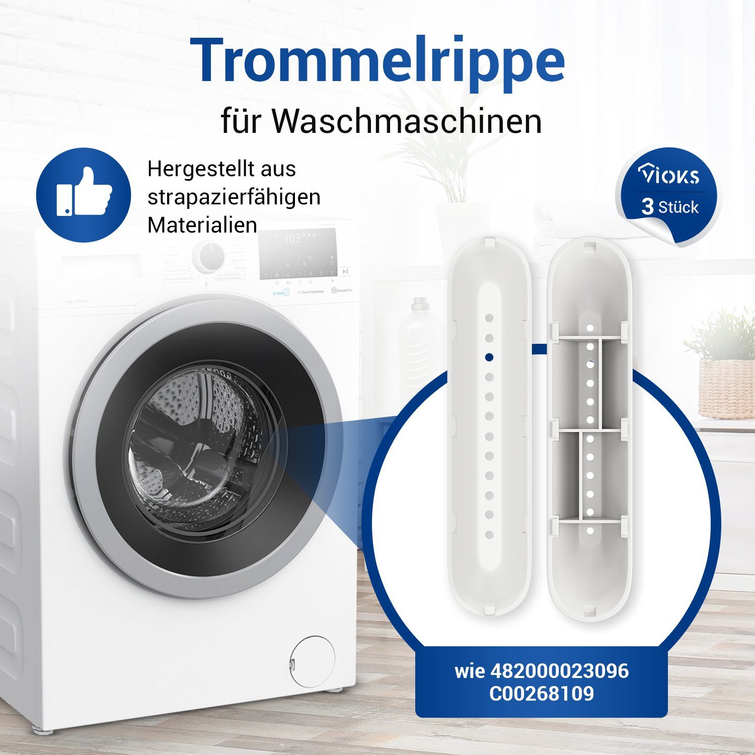 VIOKS Rührwerk Trommelrippe Ersatz für Indesit C00799111, 3-tlg., für Wasch günstig online kaufen