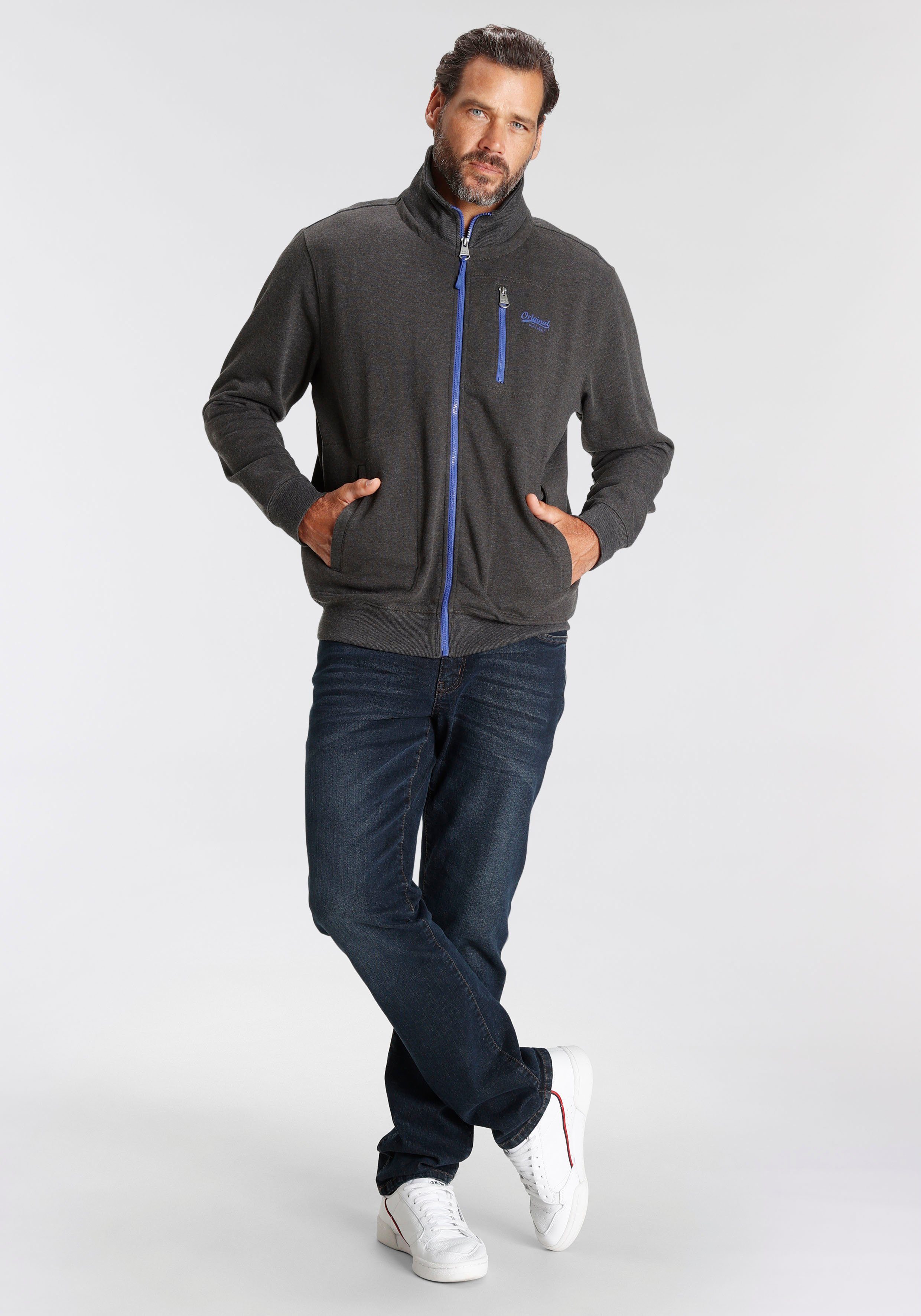 Man's World Sweatjacke mit kontrastfarbigem Reißverschluss