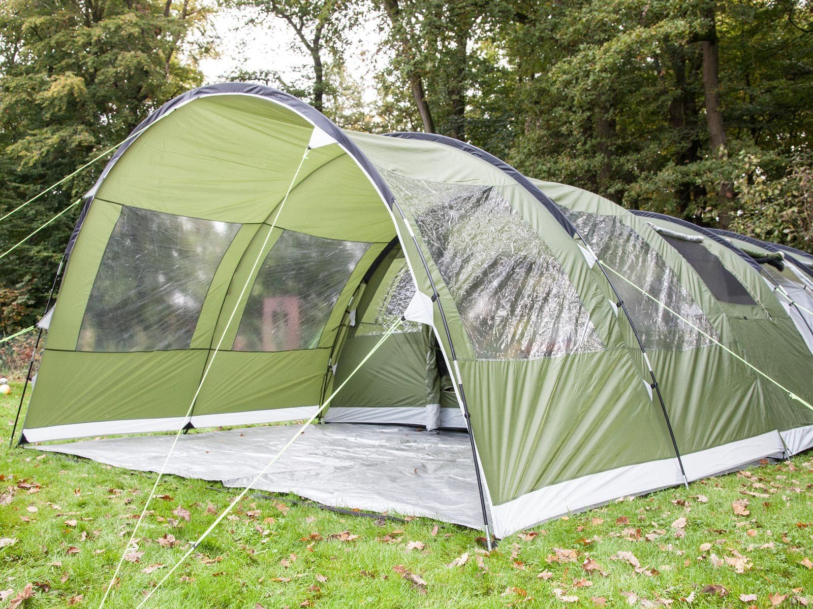 Gotland Große 5 Grün Canopy Skandika (grau/orange), 370x240x210cm, mm Vorzelt Wassersäule, Wetterschutz, Seitenfenster 5000