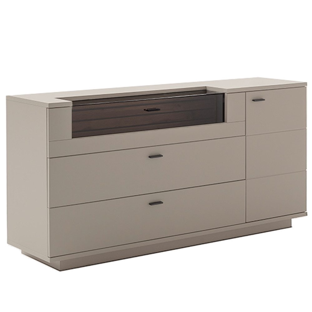 Lomadox Esszimmer-Set LIEZEN-05, (Spar-Set, 4-St., Vitrine Fernsehschrank Wandregal), grau mit Eiche