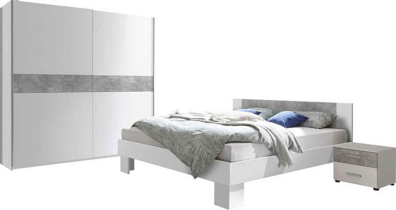 Schlafkontor Schlafzimmer-Set »Marvic«, Bett 180 cm, 2 Nachttische, Schwebetürenschrank