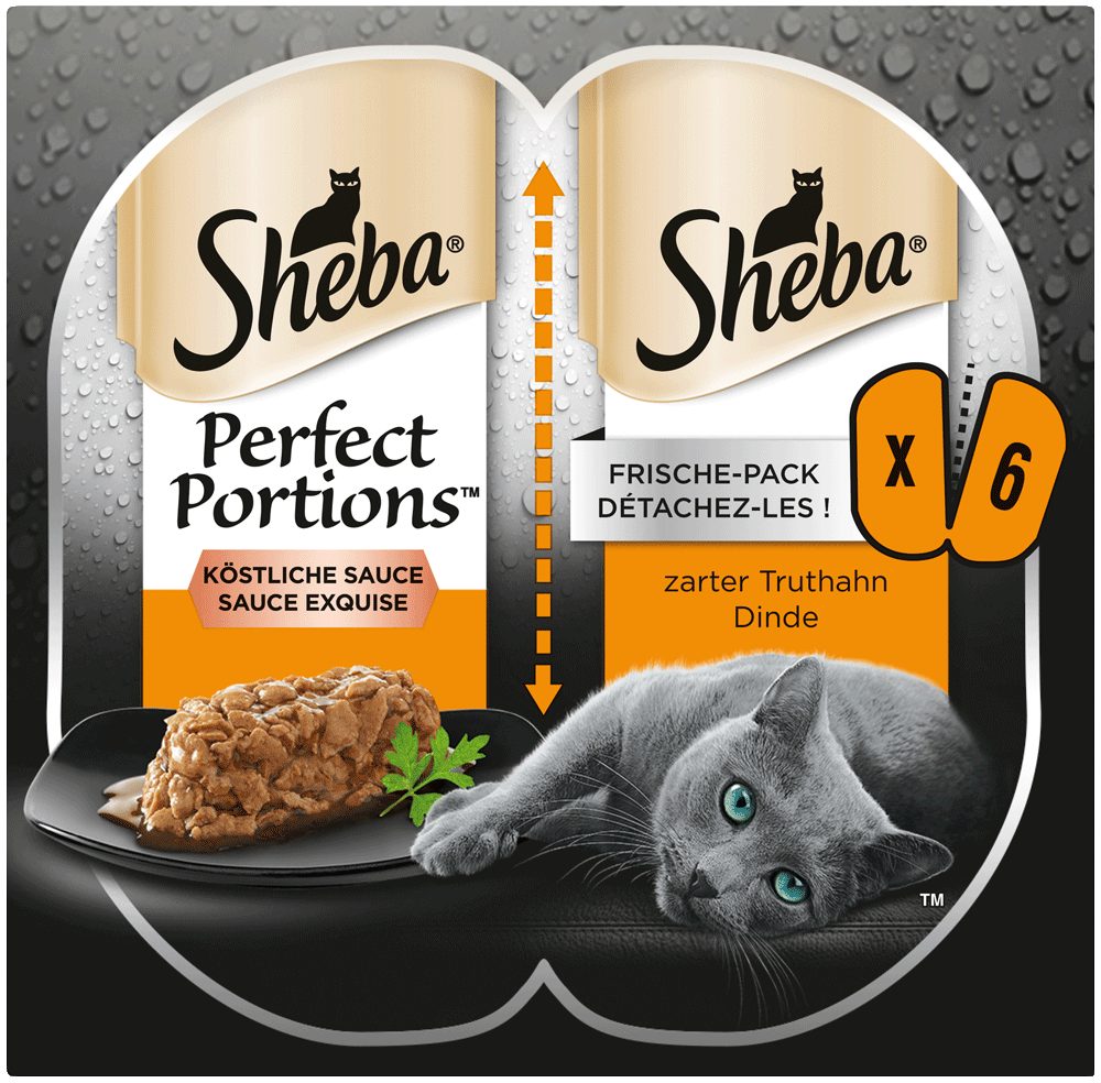 Sheba SHEBA® PERFECT PORTIONS™ Sauce mit Truthahn 6 x 37,5g, Nassfutter für: Katze