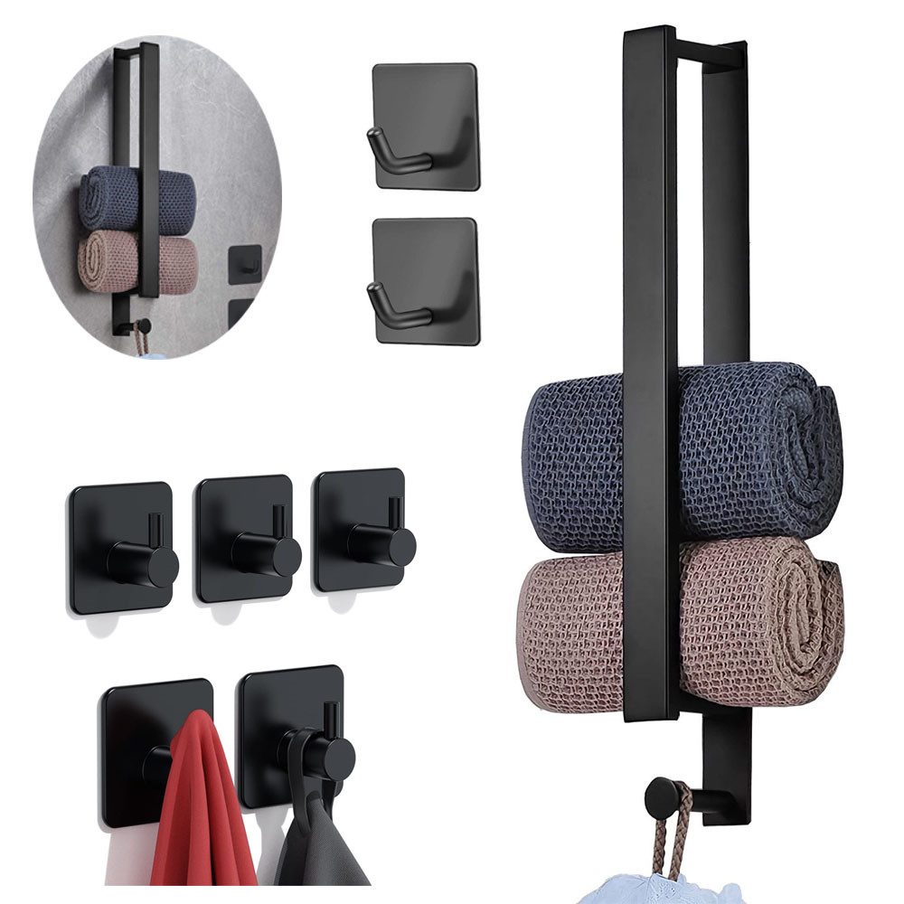 SURFOU Handtuchhalter Handtuchstange Ohne Bohren schwarz günstig online kaufen