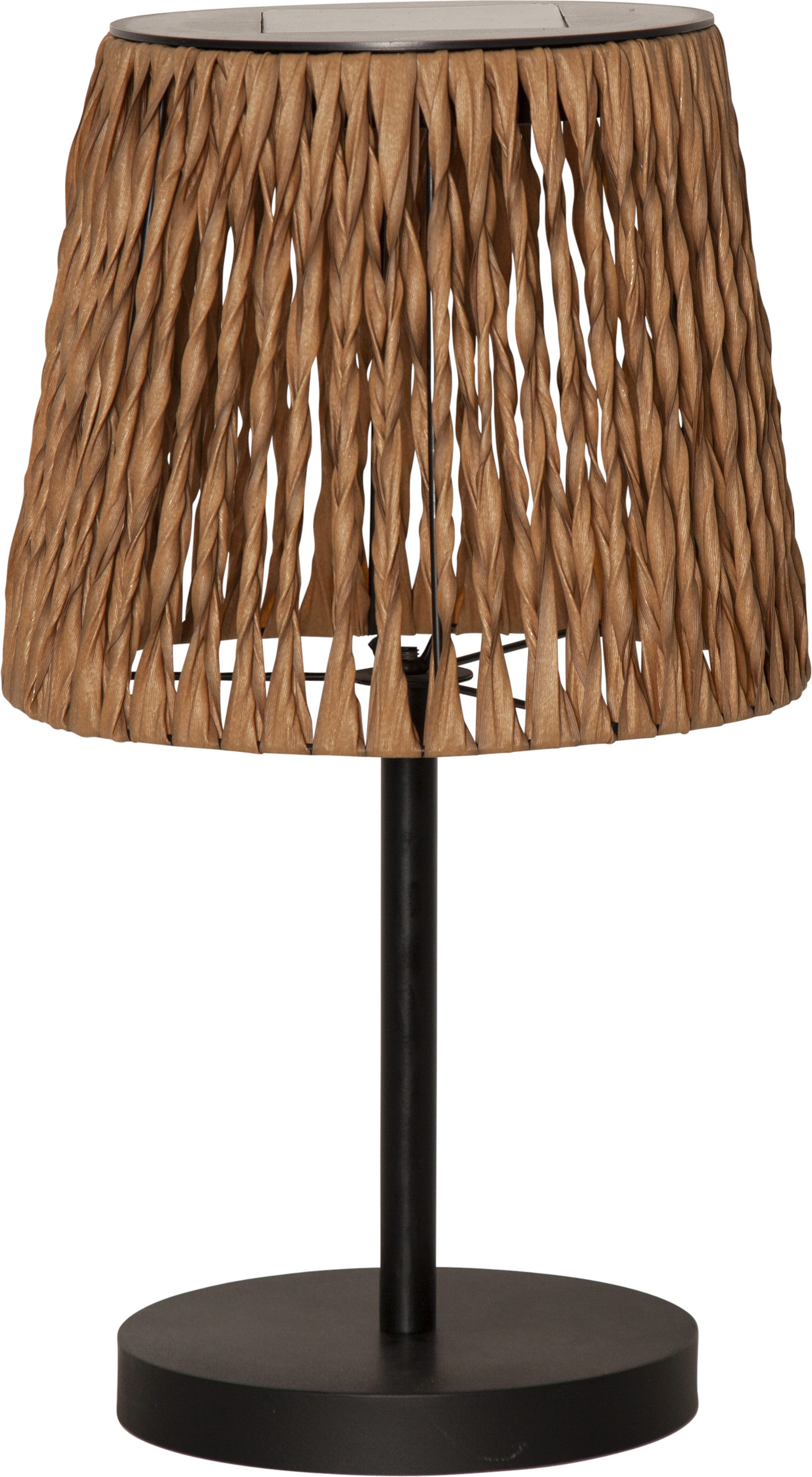 STAR TRADING LED Solarleuchte Solarlampe Cesta, Tageslichtsensor, LED fest integriert, Warmweiß, Dämmerungssensor, synthetische Rattan-Optik