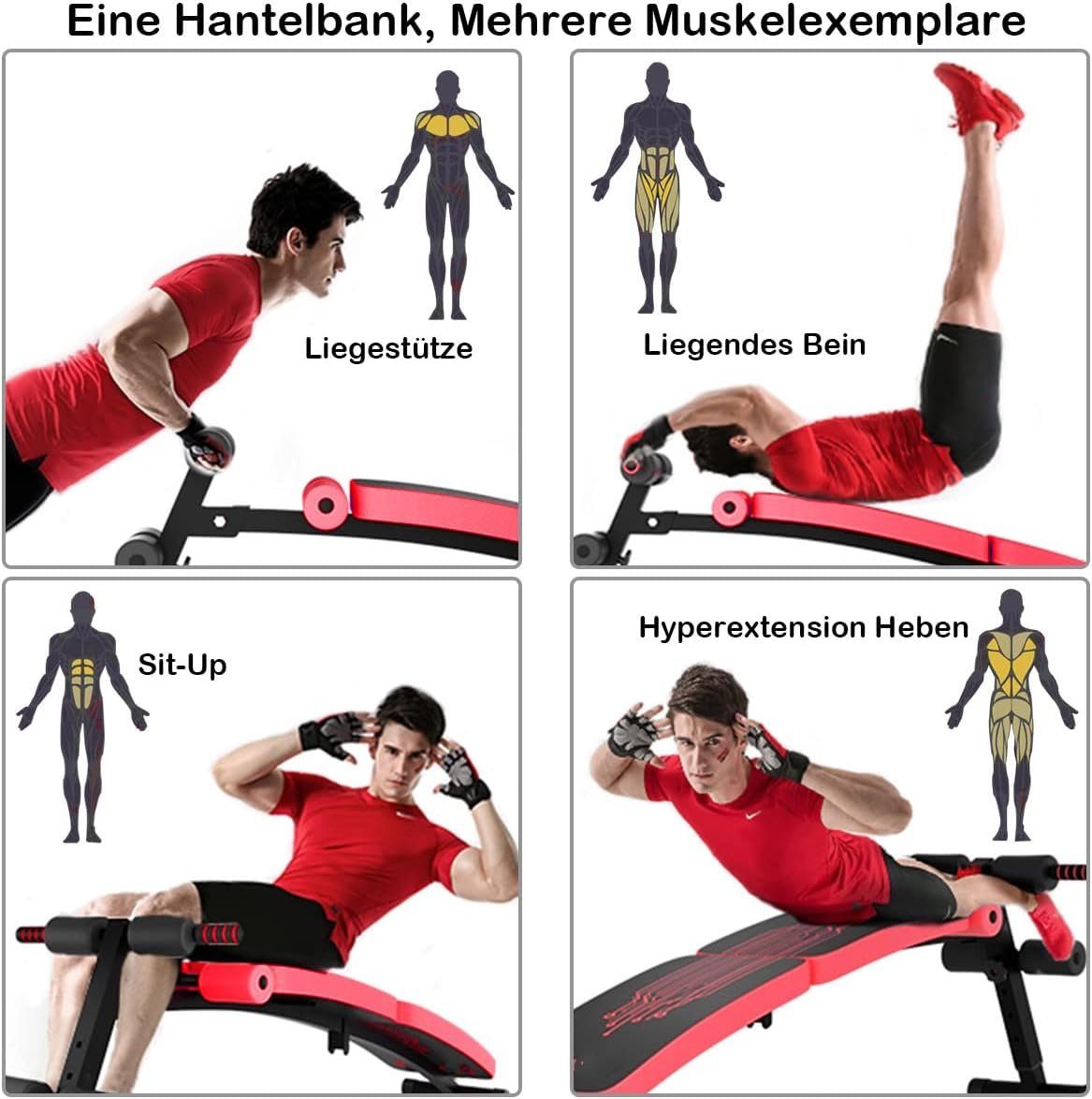 rot Hantelbank Ganzkörper-Fitness für Workout-Bank, KOMFOTTEU