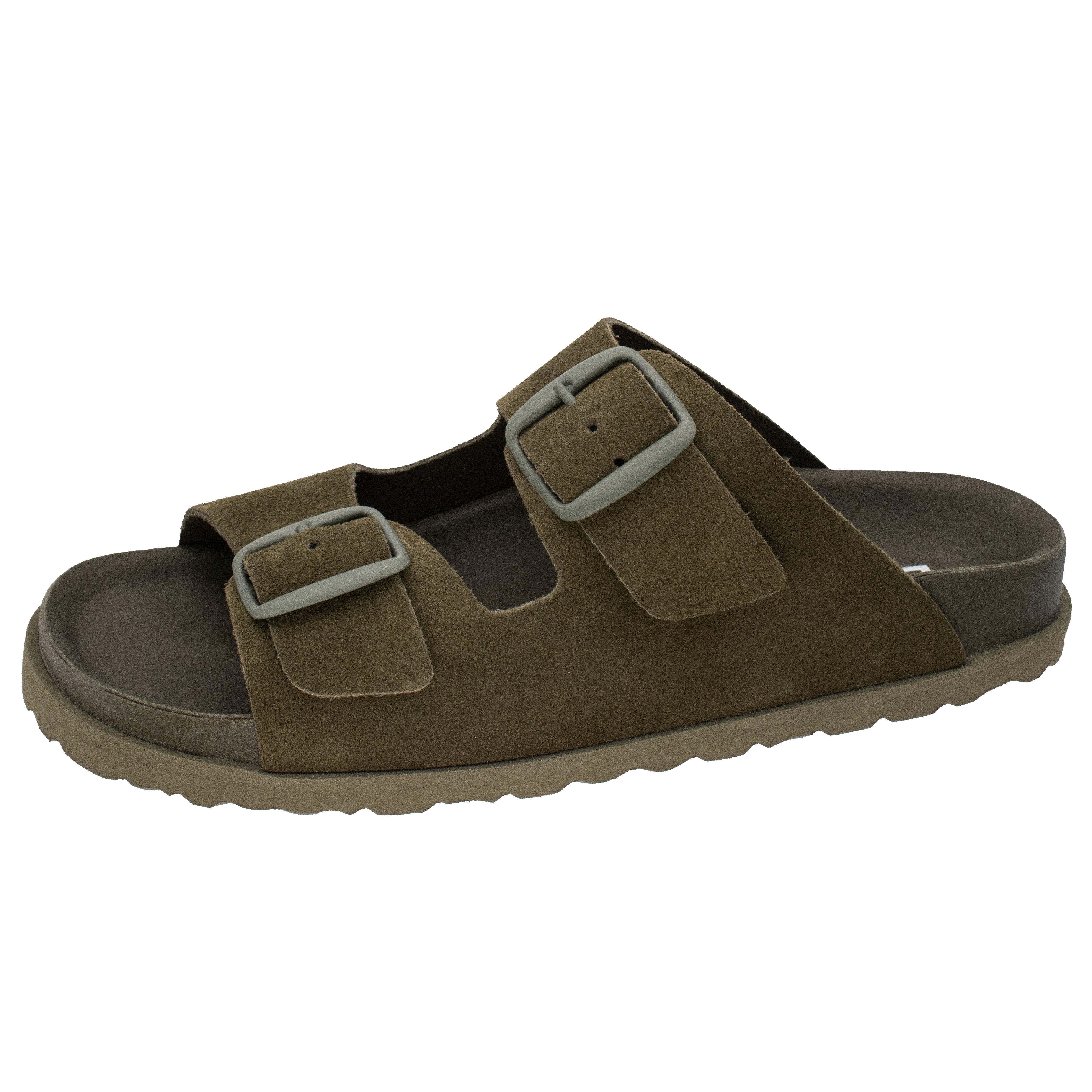 Fischer-Markenschuh Alma Pantolette aus Veloursleder, mit verstellbaren Schnallen, ergonomisches Fußbett