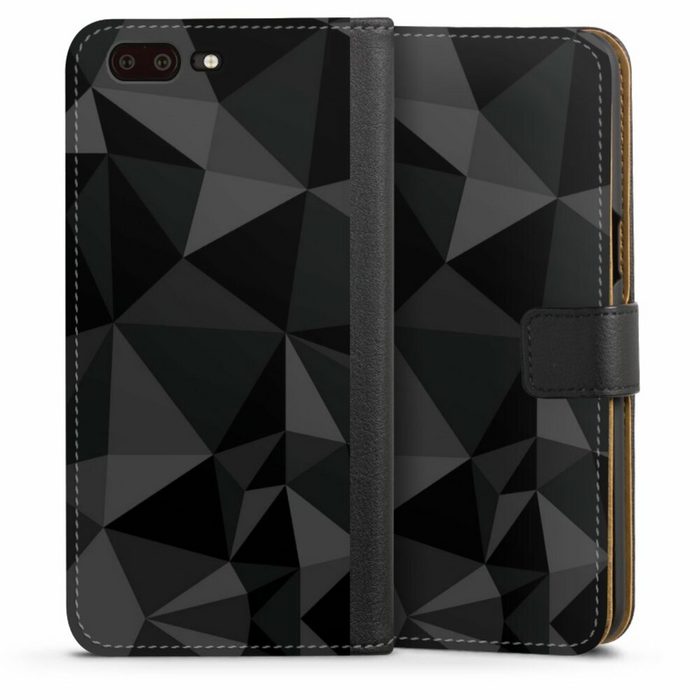 DeinDesign Handyhülle Geometric Muster Abstrakt Polygon Pattern Black OnePlus 5 Hülle Handy Flip Case Wallet Cover Handytasche Leder