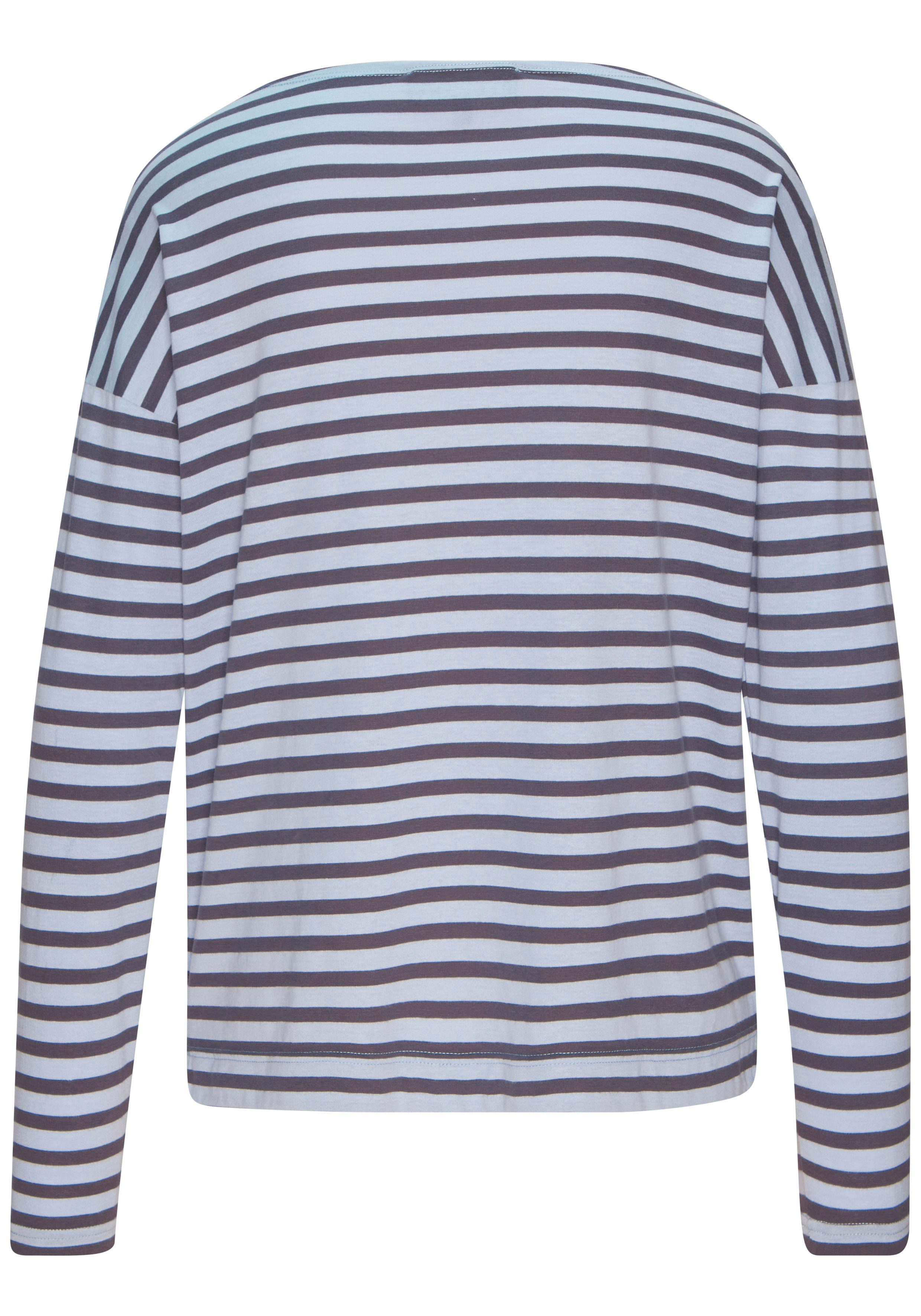 Elbsand Langarmshirt Tooske mit Ringelmuster, dezenter Logodruck, casual