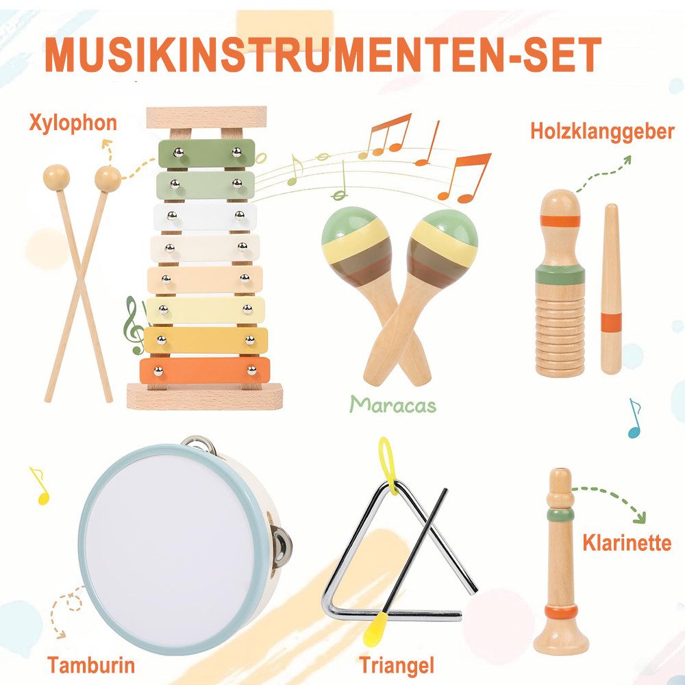 CLTYQ Spielzeug-Musikinstrument 6 Teile Kinder Holz Musikinstrumente Set fü günstig online kaufen
