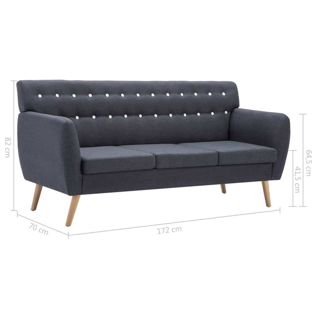 Sofa Stoffbezug cm Couch 172x70x82 3-Sitzer-Sofa vidaXL Dunkelgrau