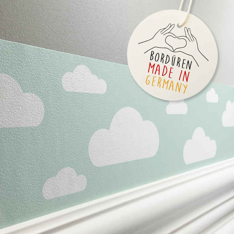 lovely label Bordüre Wolken mint - Wanddeko Kinderzimmer, selbstklebend