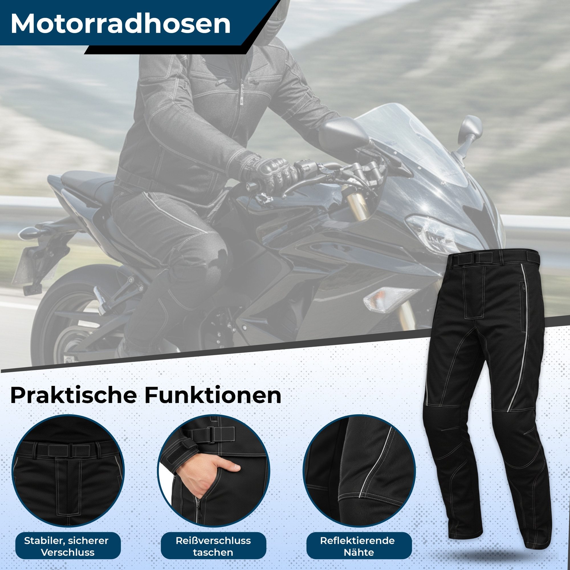 German Wear Motorradkombi GW310K (Set, 2-tlg., mit CE-Protektoren) 2-teiler Motorradjacke + Motorradhose – Bild 4 von 5
