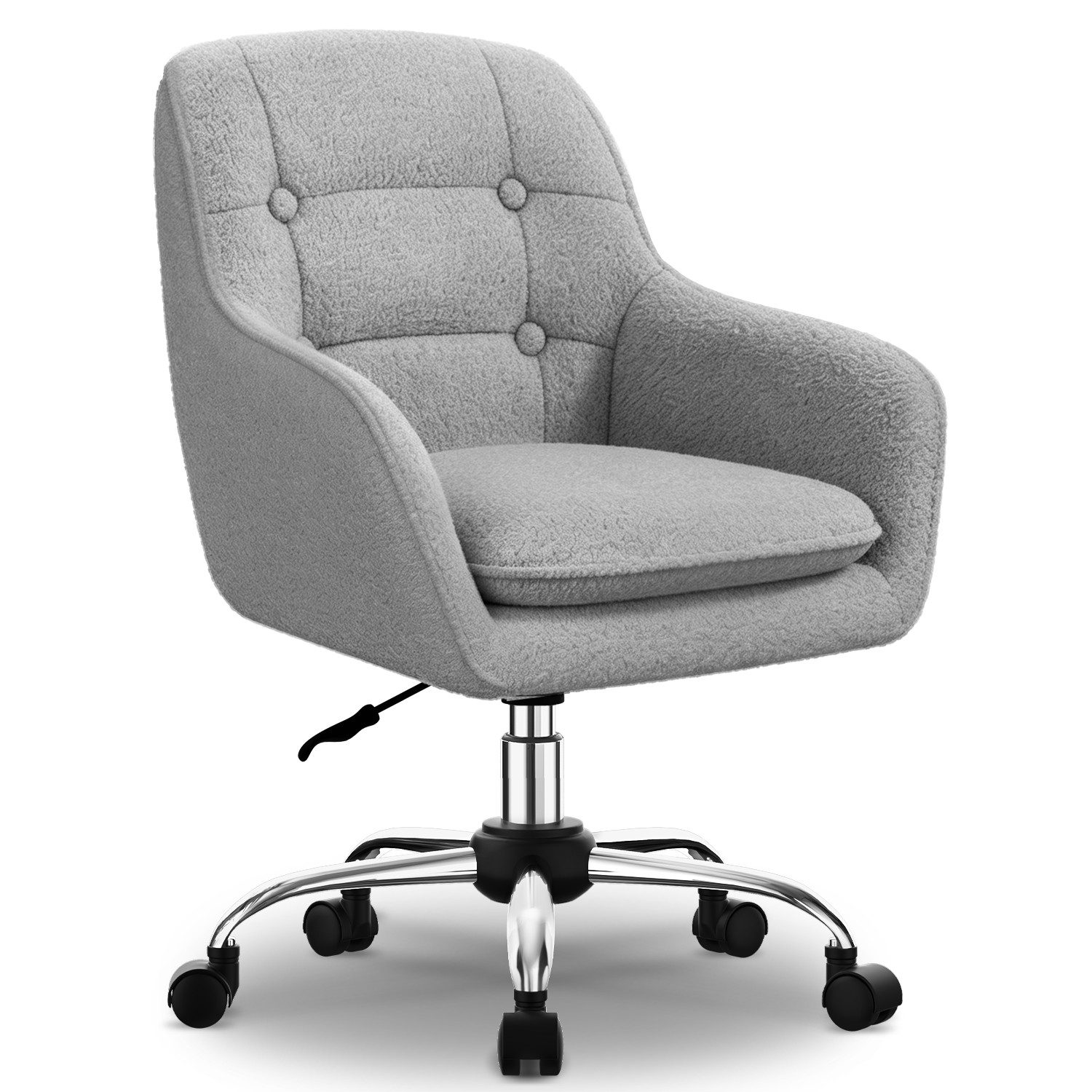 Adormii Bürostuhl Schminkstuhl,Homeoffice Stuhl mit Armlehnen,Drehstuhl mit Rrollen (Schreibtischstuhl,Boucle-Gewebe,höhenverstellbar,für Schminktisch,Arbeitszimmer, Schlafzimmer,150kg)