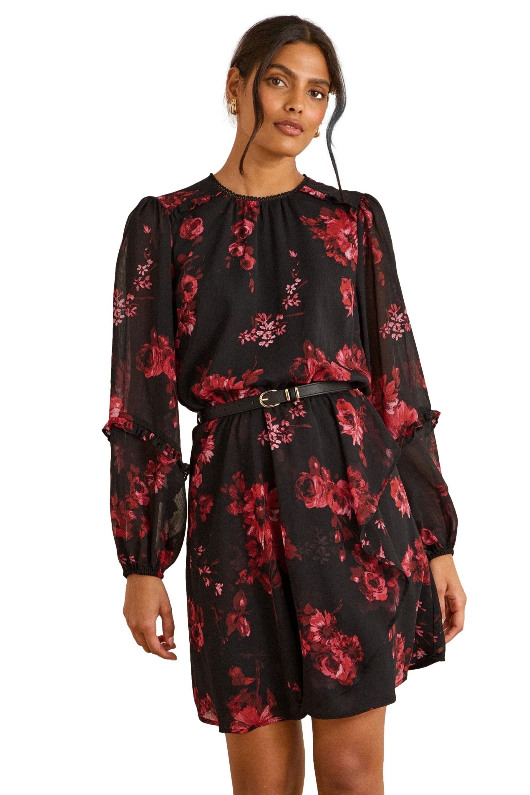 Love & Roses Minikleid Love & Roses Wickel-Minikleid mit Volant, Regular (1-tlg)