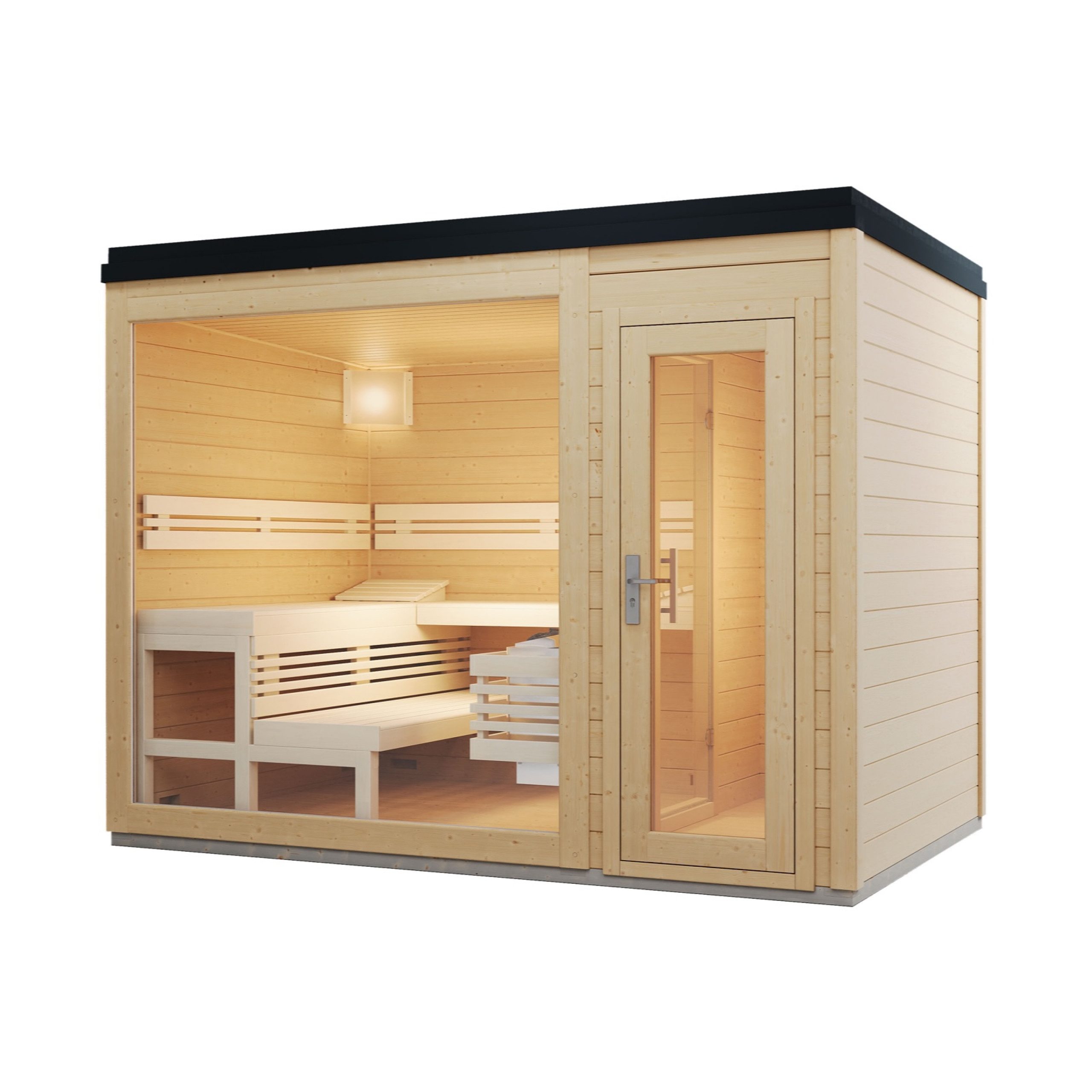 Infraworld Fasssauna Infraworld Gartensauna CASA 2 Außensauna Massiv mit Vorraum 215,6 x