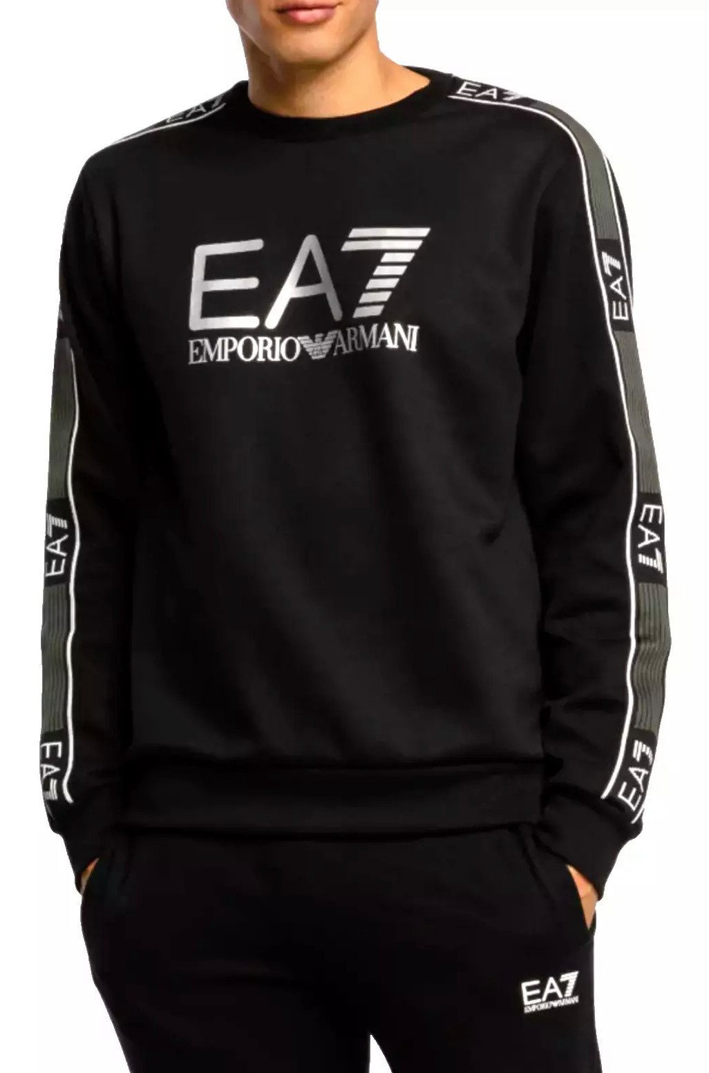 Emporio Armani Sweatshirt EA7 Tennis Club Tape Retro Pullover Elastische Strickbündchen, Retro-Stil, gebrandeten Tapes
