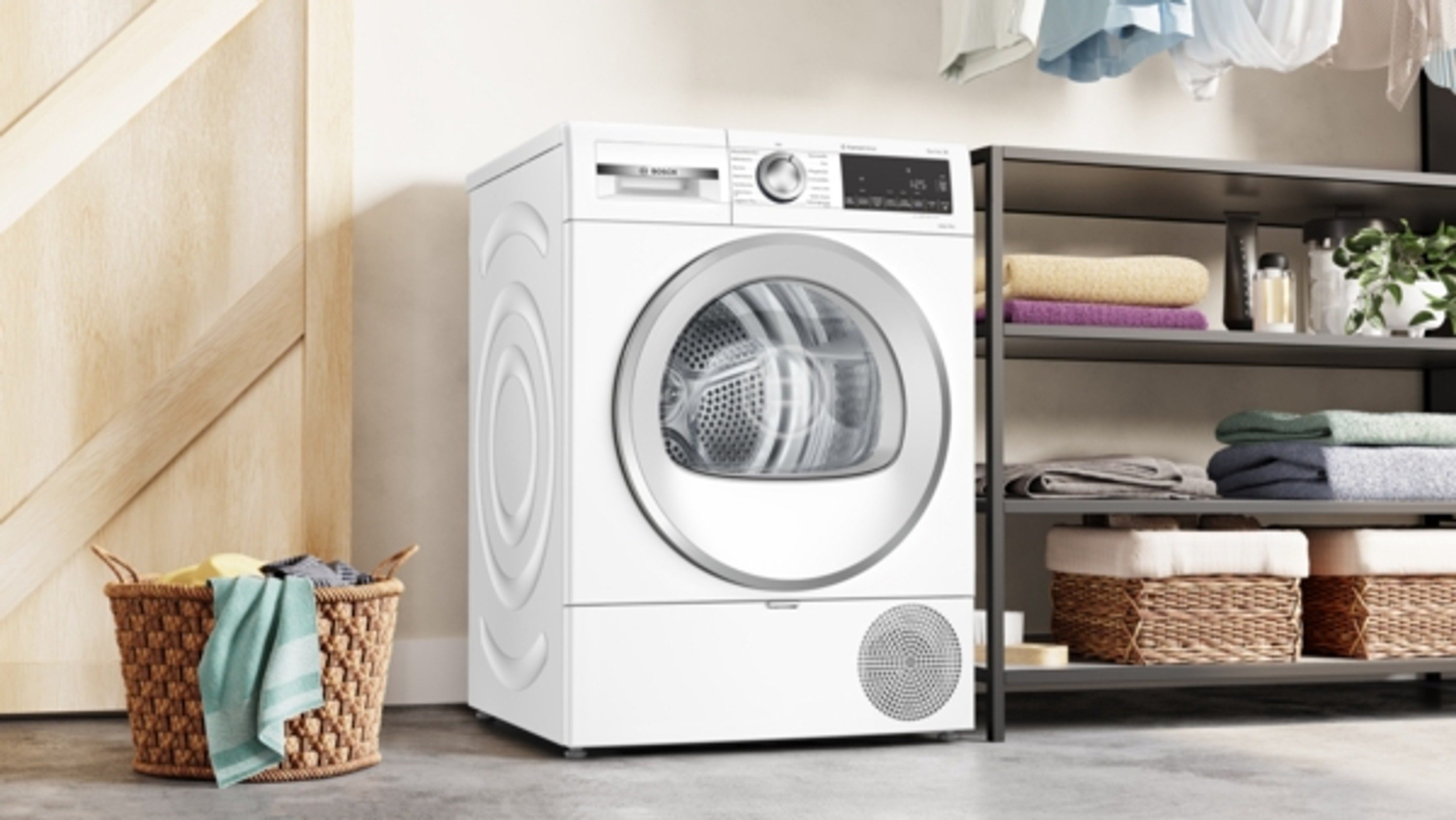 BOSCH Wärmepumpentrockner Serie 6 WQG233DH1, Freistehend, Weiß, Nachlegefunktion