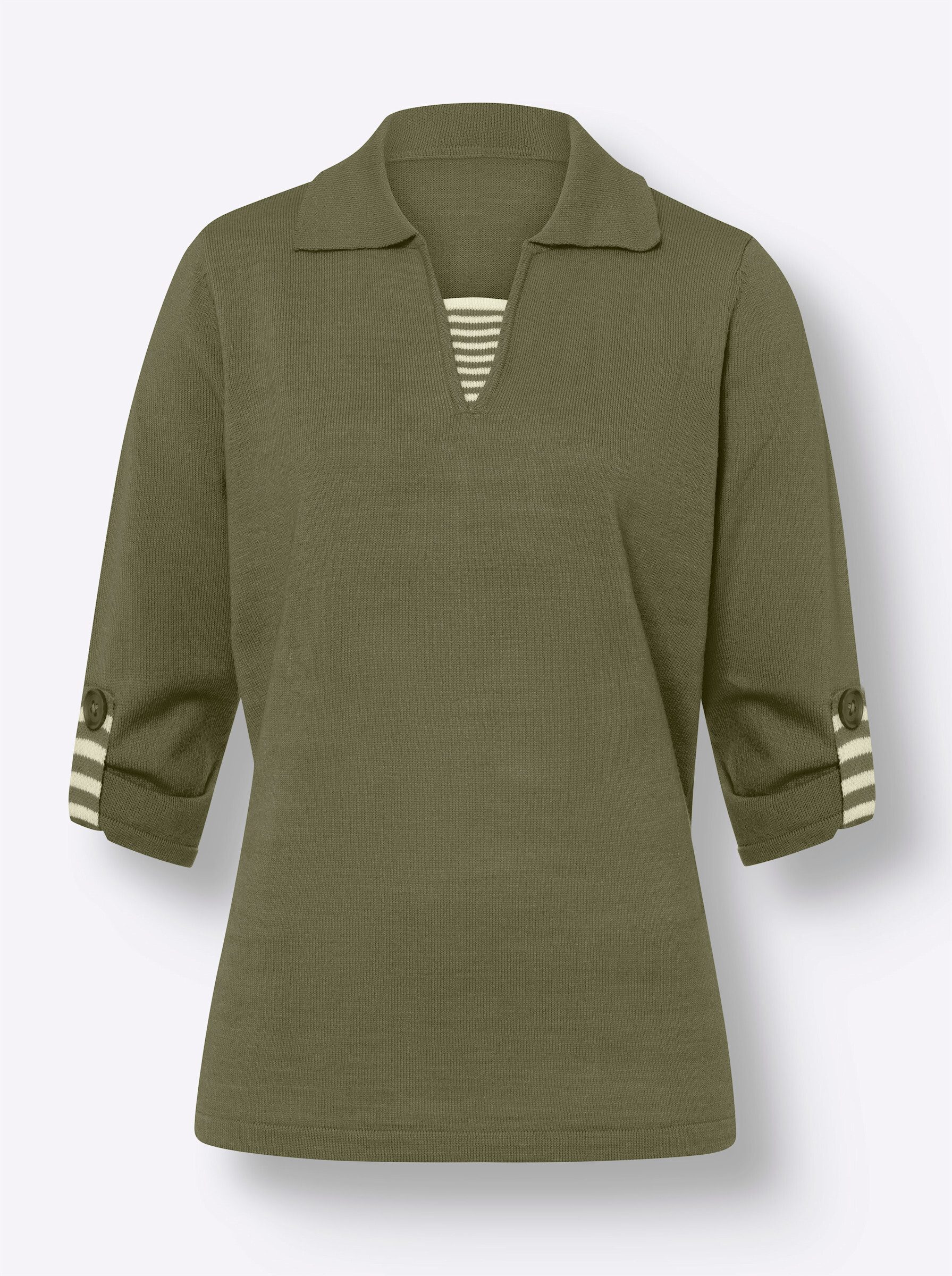Sieh an! Strickpullover 2-in-1-Pullover 3/4-Arm Jersey