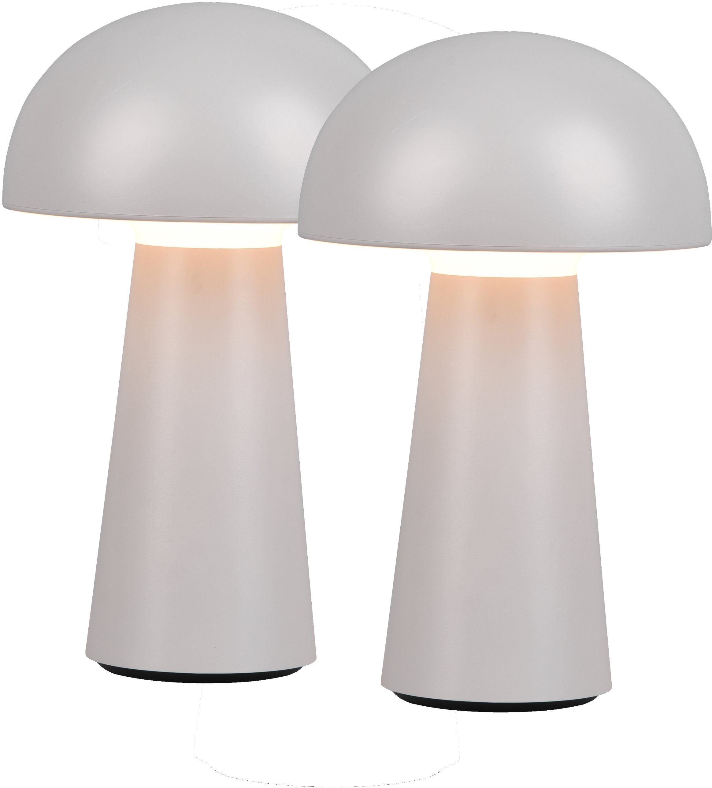 Reality Leuchten LED Außen-Tischleuchte Lennon, Dimmfunktion, LED fest integriert, Warmweiß, 2er Set LED Tischlampe,4-fach Touchdimmer, Ladefunktion per USB-C,IP44