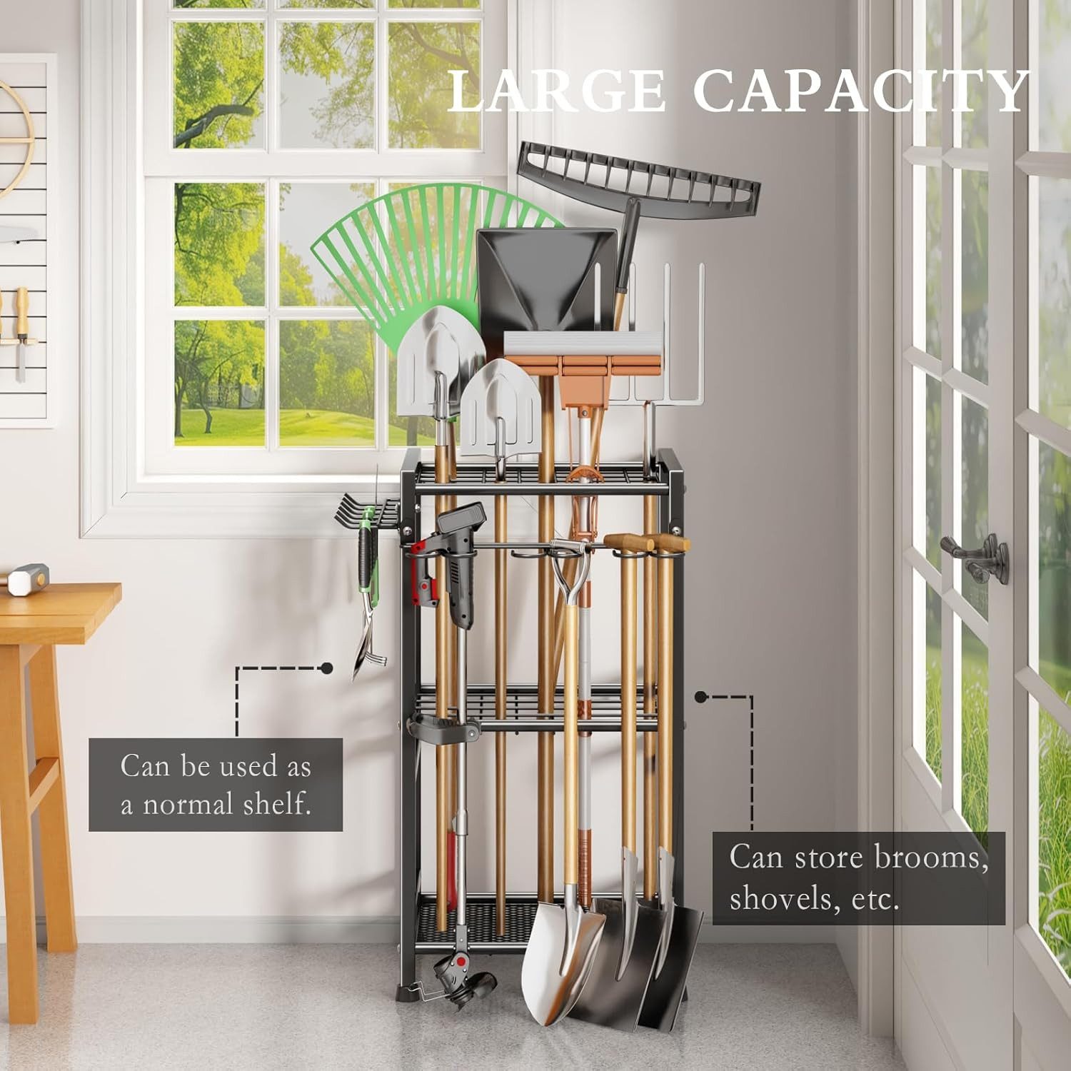 Forrlite Gartengerätehalter Gartengerätehalter mit Haken, Aufbewahrungsrega günstig online kaufen