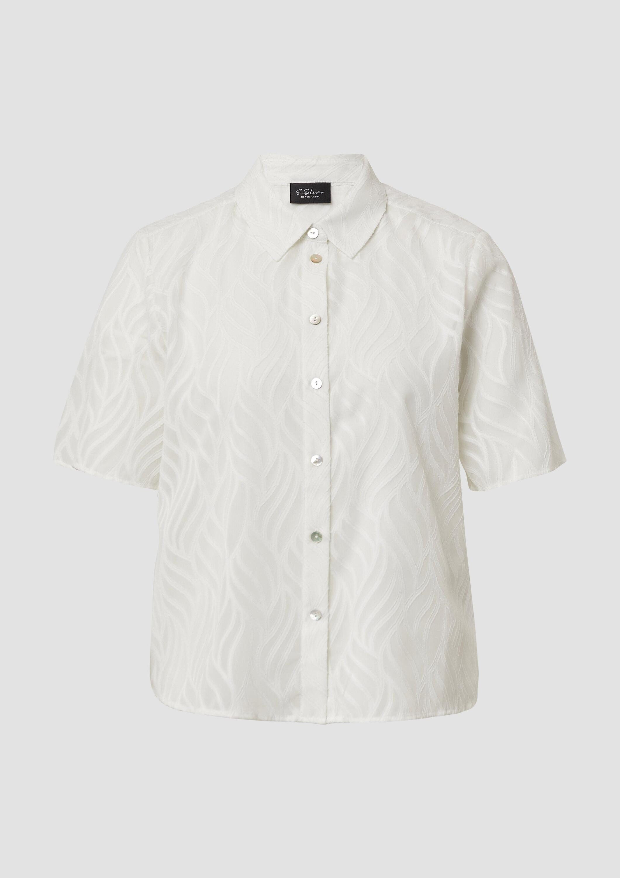 s.Oliver Kurzarmbluse Bluse Semitransparente Bluse mit Strukturmuster