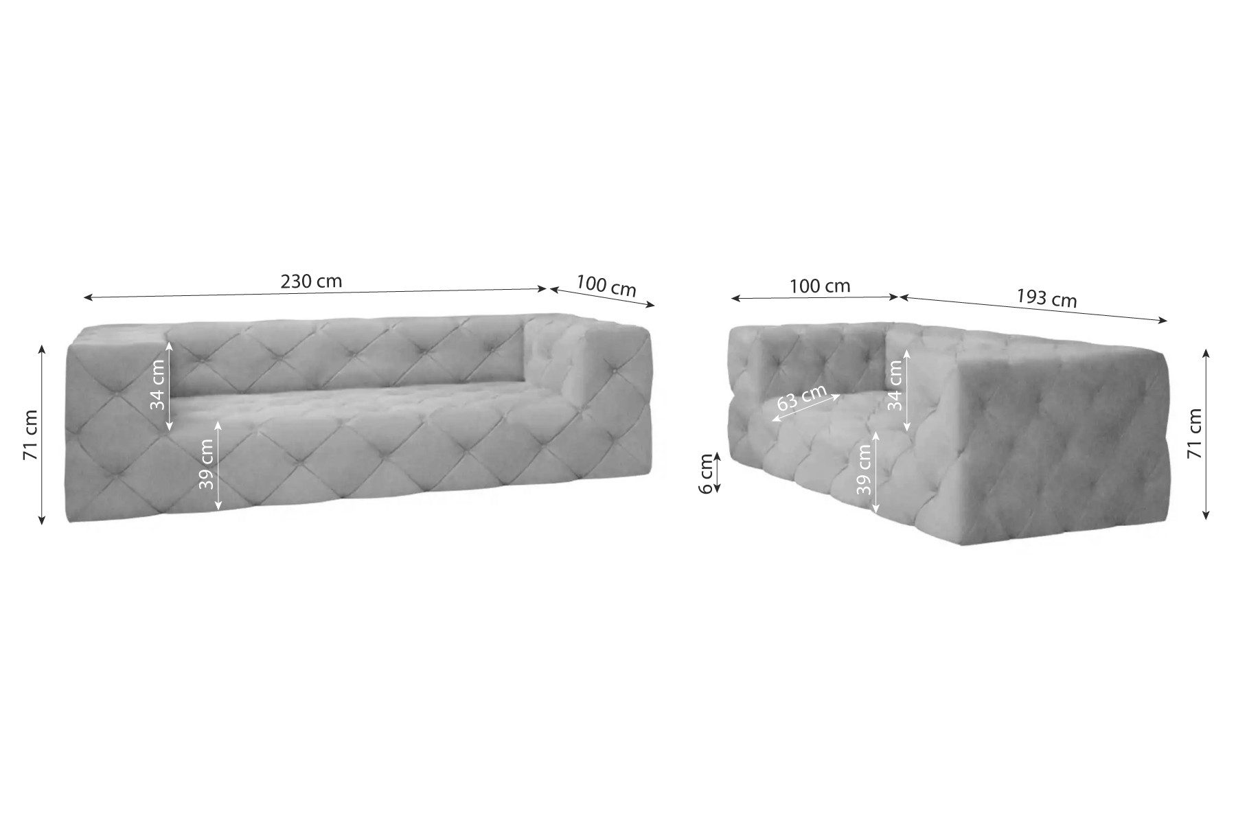 99rooms Polstergarnitur Colin, (Couchgarnitur, Set (2-tlg), bestehend aus 1×3-Sitzer Sofa, 1×2-Sitzer Sofa, mit Rundumbezug
