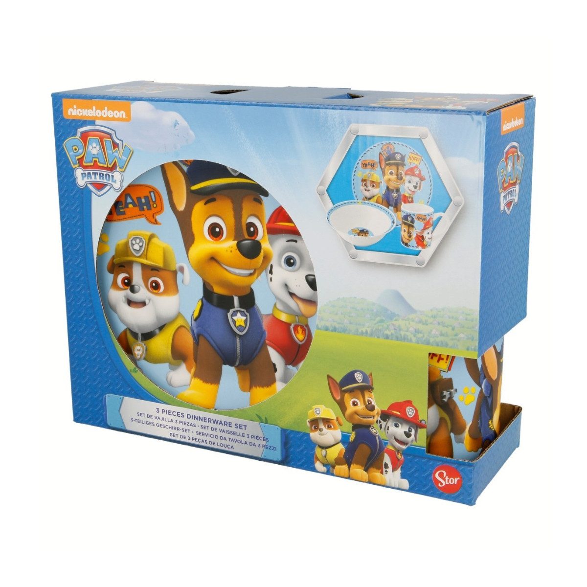 PAW PATROL Geschirr-Set Kinder Keramik 3 teilig Teller Schüssel Becher in Geschenkbox (3-tlg), 1 Personen, Keramik