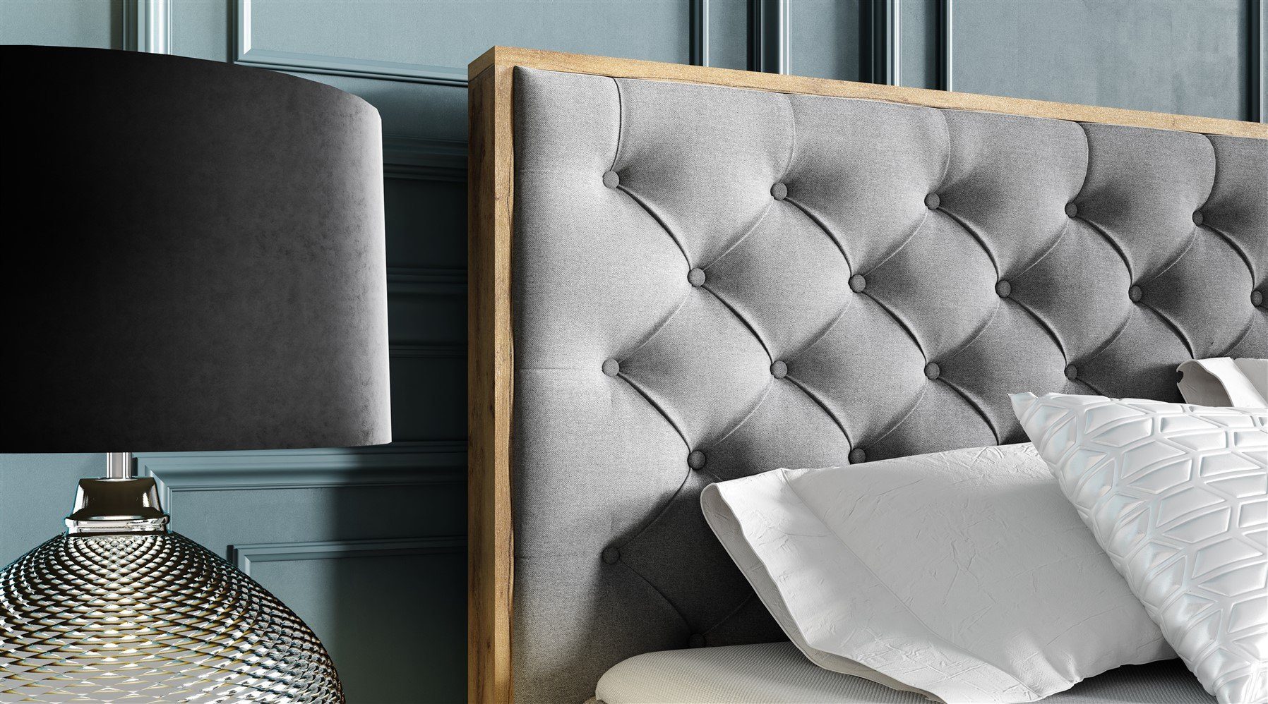 Fun Möbel Boxbett Schlafzimmerbett DIONA Überlänge in Stoff Faro (auch in Standardlänge erhältlich, inkl. Kaltschaumtopper und Bettkästen), Rahmen des Bettes in Artisan Eichen-Optik