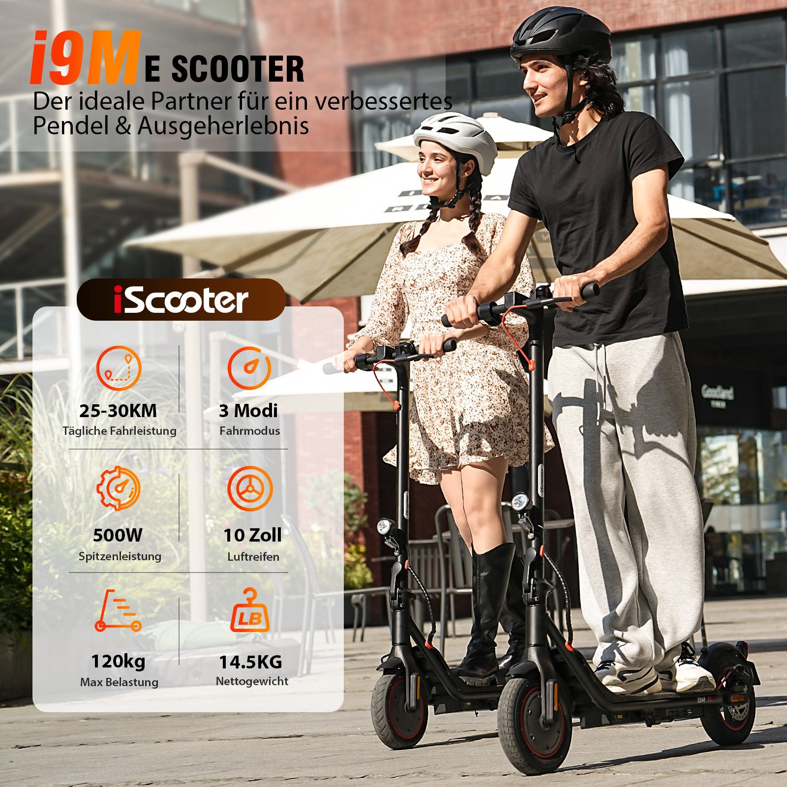 iscooter E-Scooter mit Straßenzulassung 10 Zoll Luftreifen,500W, (1 tlg), Nehmen Sie es mit ins Büro, in die U-Bahn usw