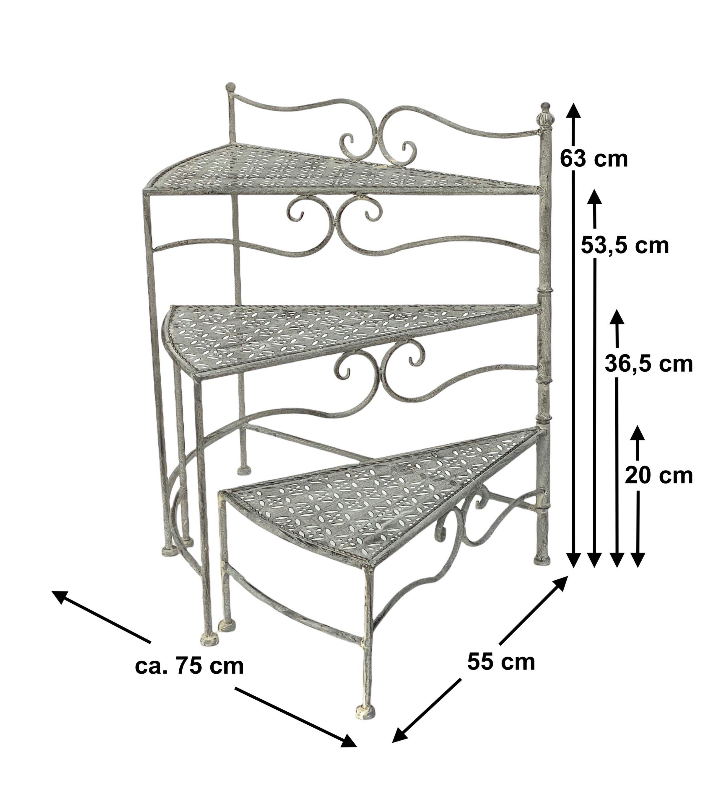 Grau 3 96125 cm Aufklappbar Weiß Ablagen Pflanzenständer Metall Vintage, 55 DanDiBo Balkon Pflanzentreppe Blumenständer Innen mit Blumenständer Blumensäule