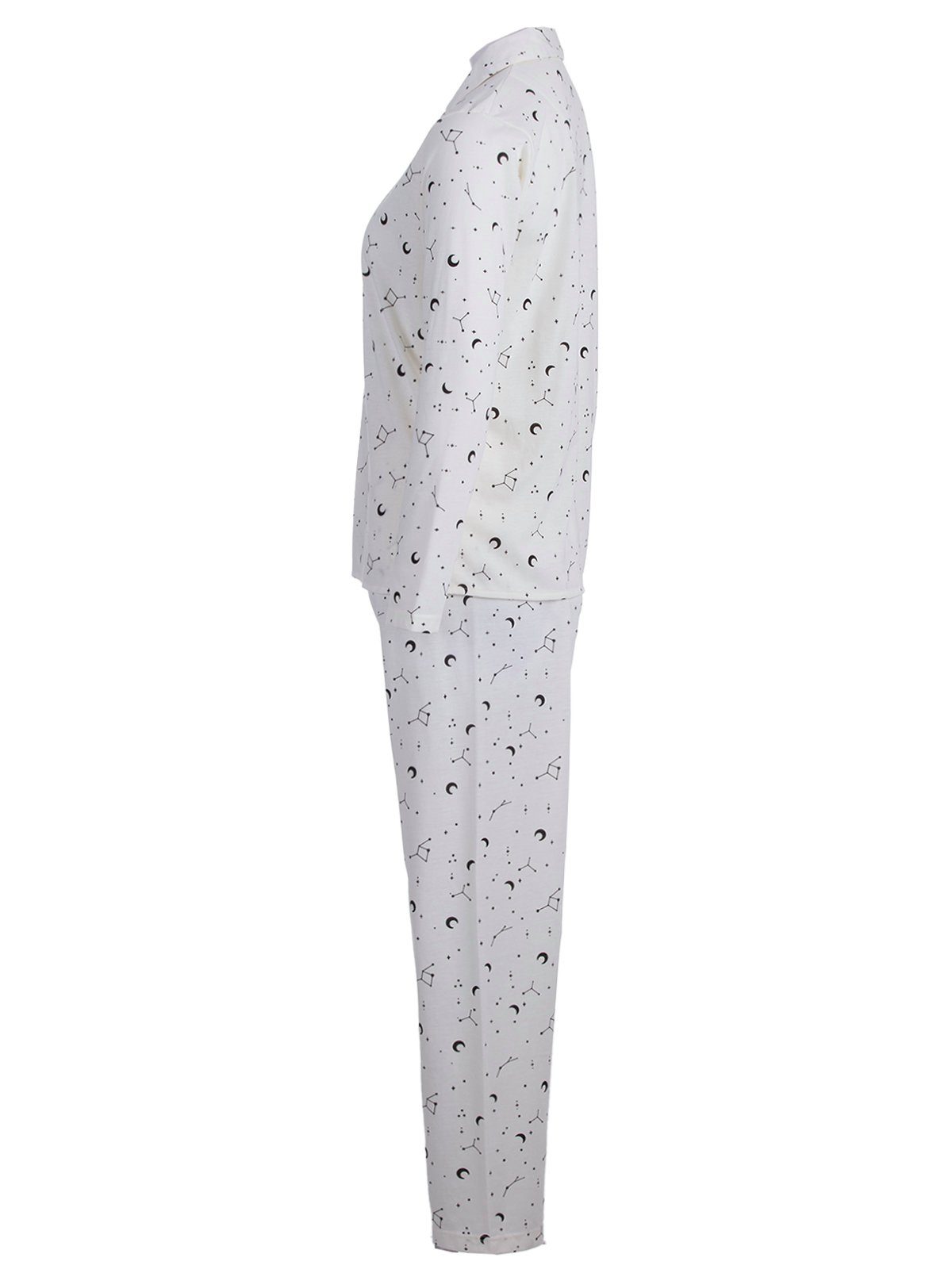 Sterne - Pyjama Set zeitlos Mond Langarm off-white Schlafanzug