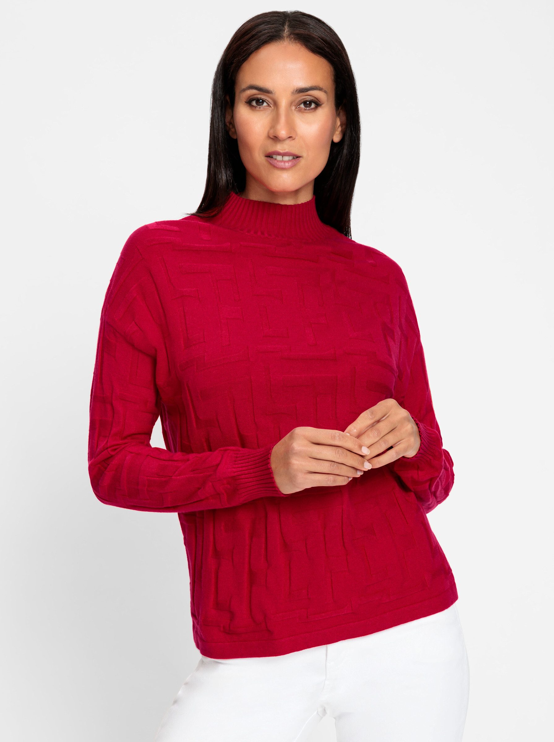 heine Strickpullover Jacquard-Pullover Langarm Feinstrick