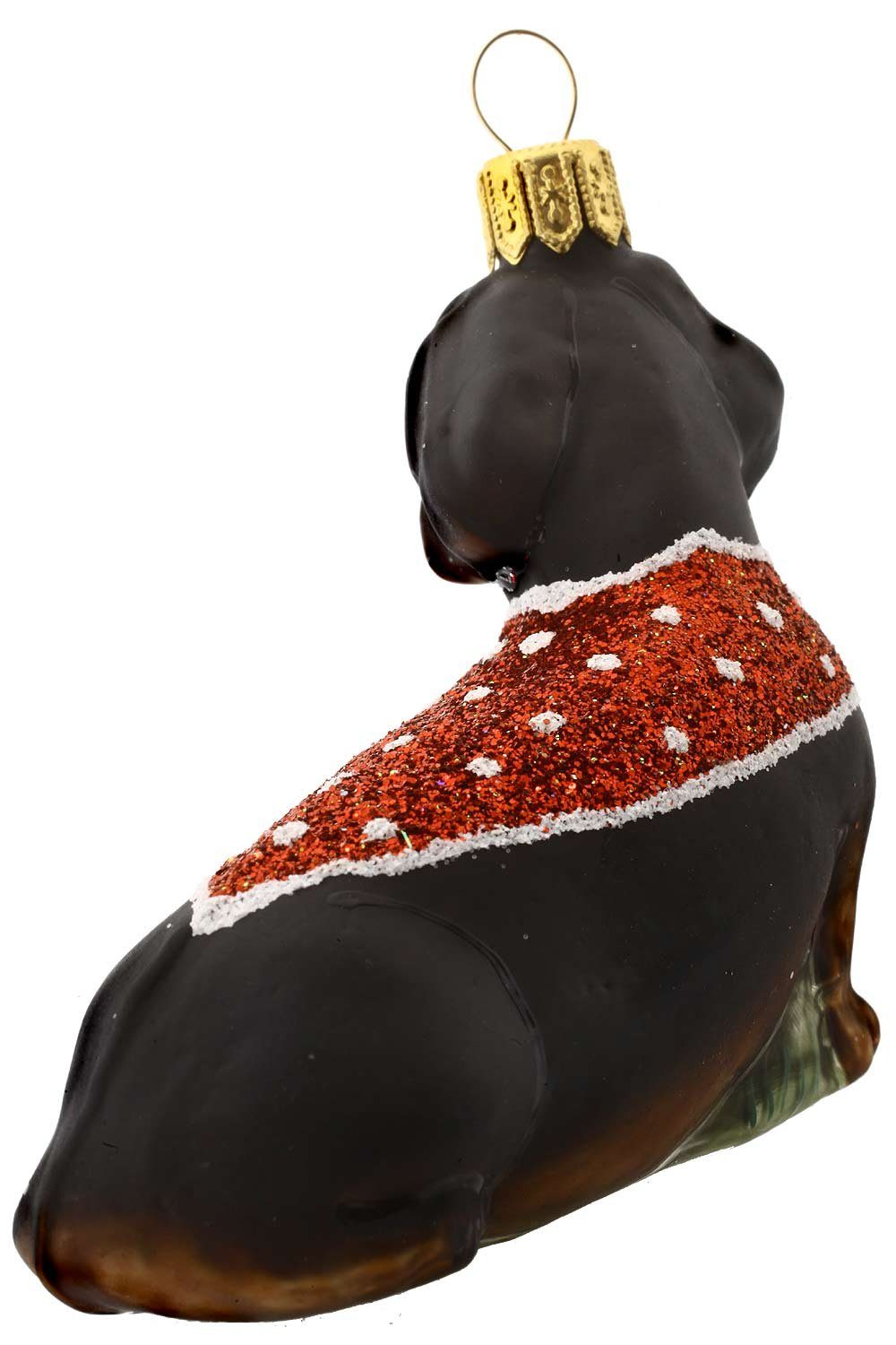 Hamburger Weihnachtskontor Dekohänger mundgeblasen handdekoriert - Mannequin-Dackel, - Christbaumschmuck