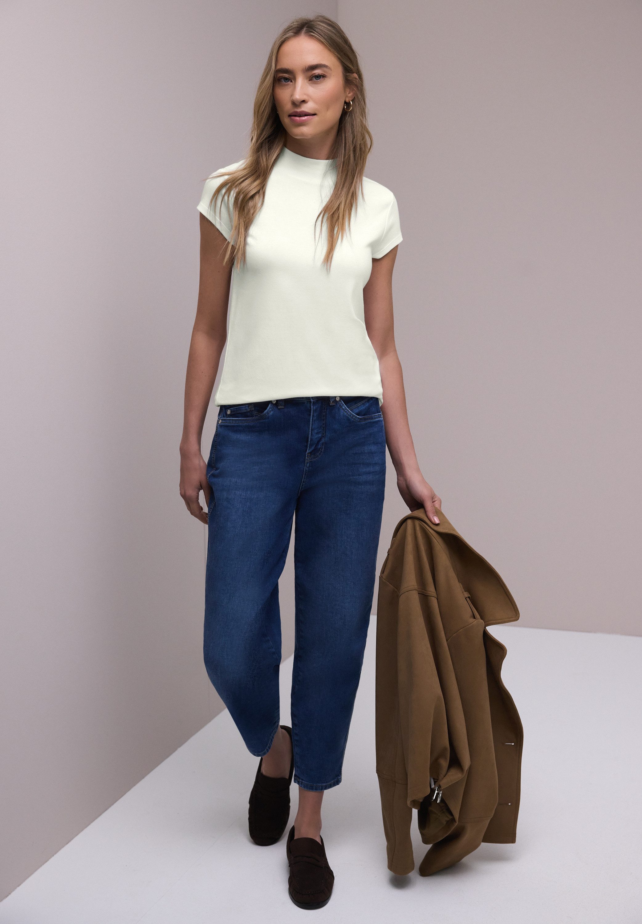 STREET ONE Kurzarmshirt Sommershirt mit Turtle Neck