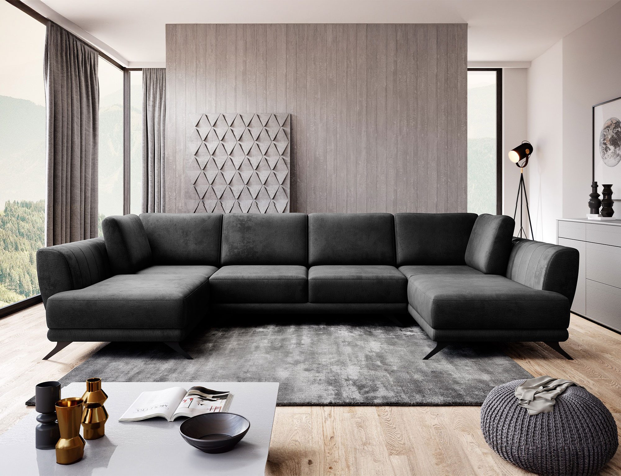 Myhomelando Wohnlandschaft Larco, Nube-Stoff, mit Schlaffunktion, Bettkasten und kratzfesten Nube-Stoff