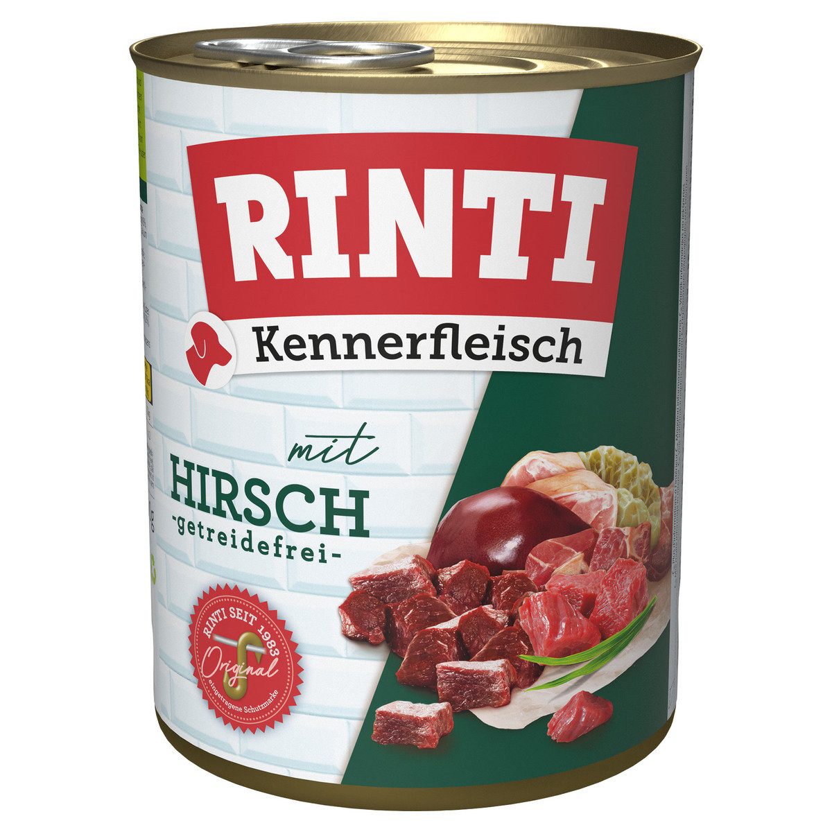 Rinti Kennerfleisch Hirsch 800 g - 12 Stück, Nassfutter für: Hund