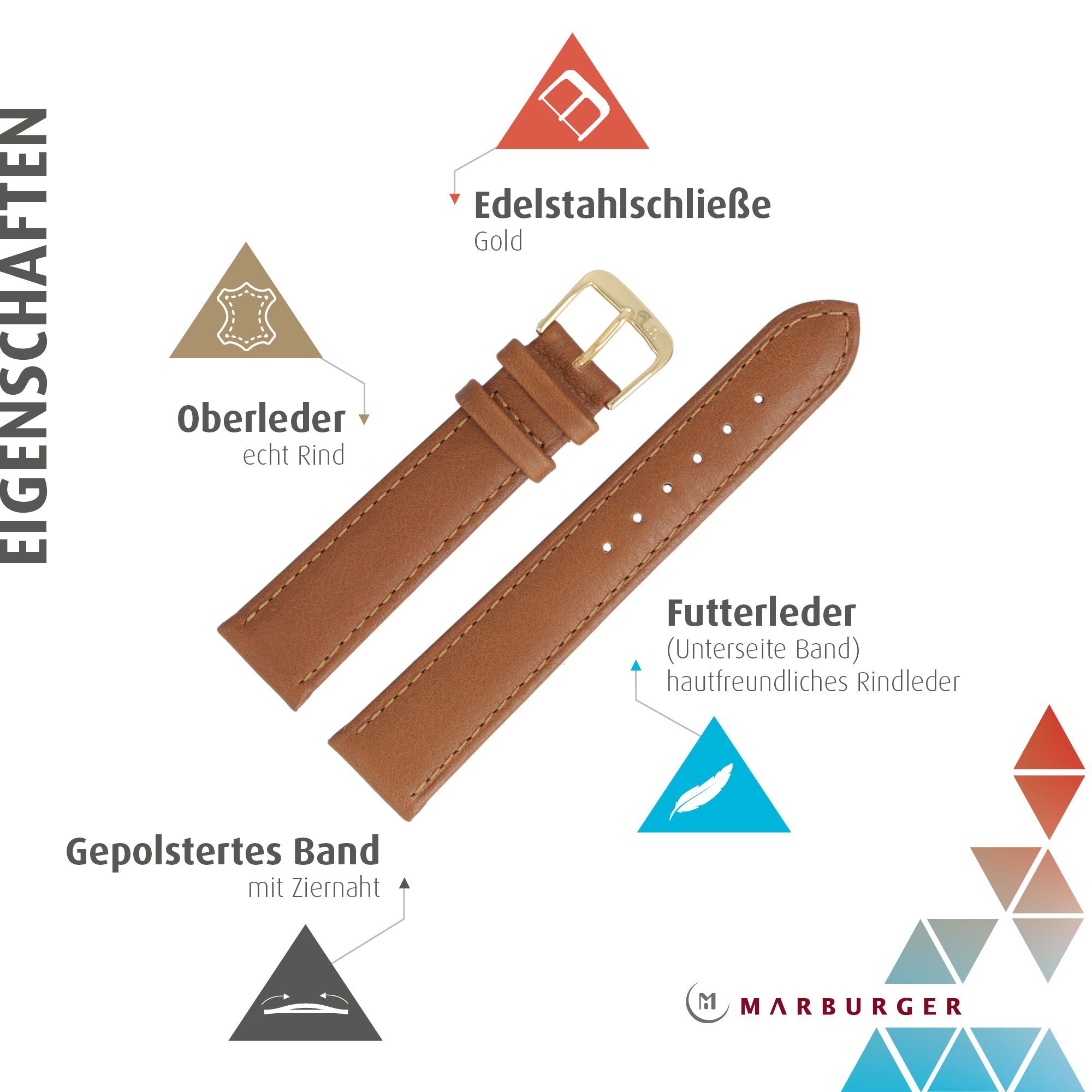 MARBURGER Uhrenarmband 14mm Leder günstig online kaufen