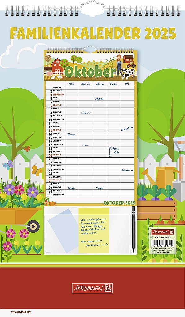 BRUNNEN Bewerbungsmappe 2025 Brunnen Familienkalender 25x41,5cm Graphics